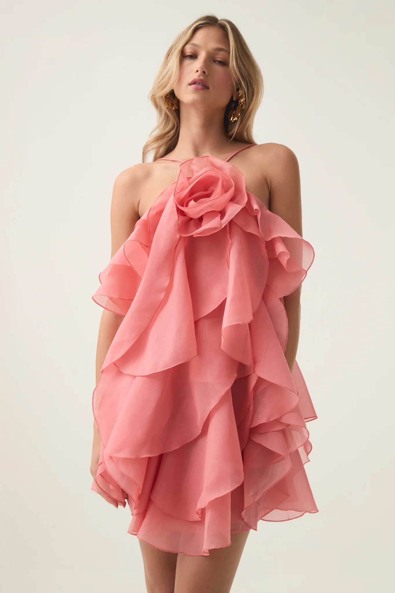 Aje Pandorea Layered Mini Dress(Washed coral)