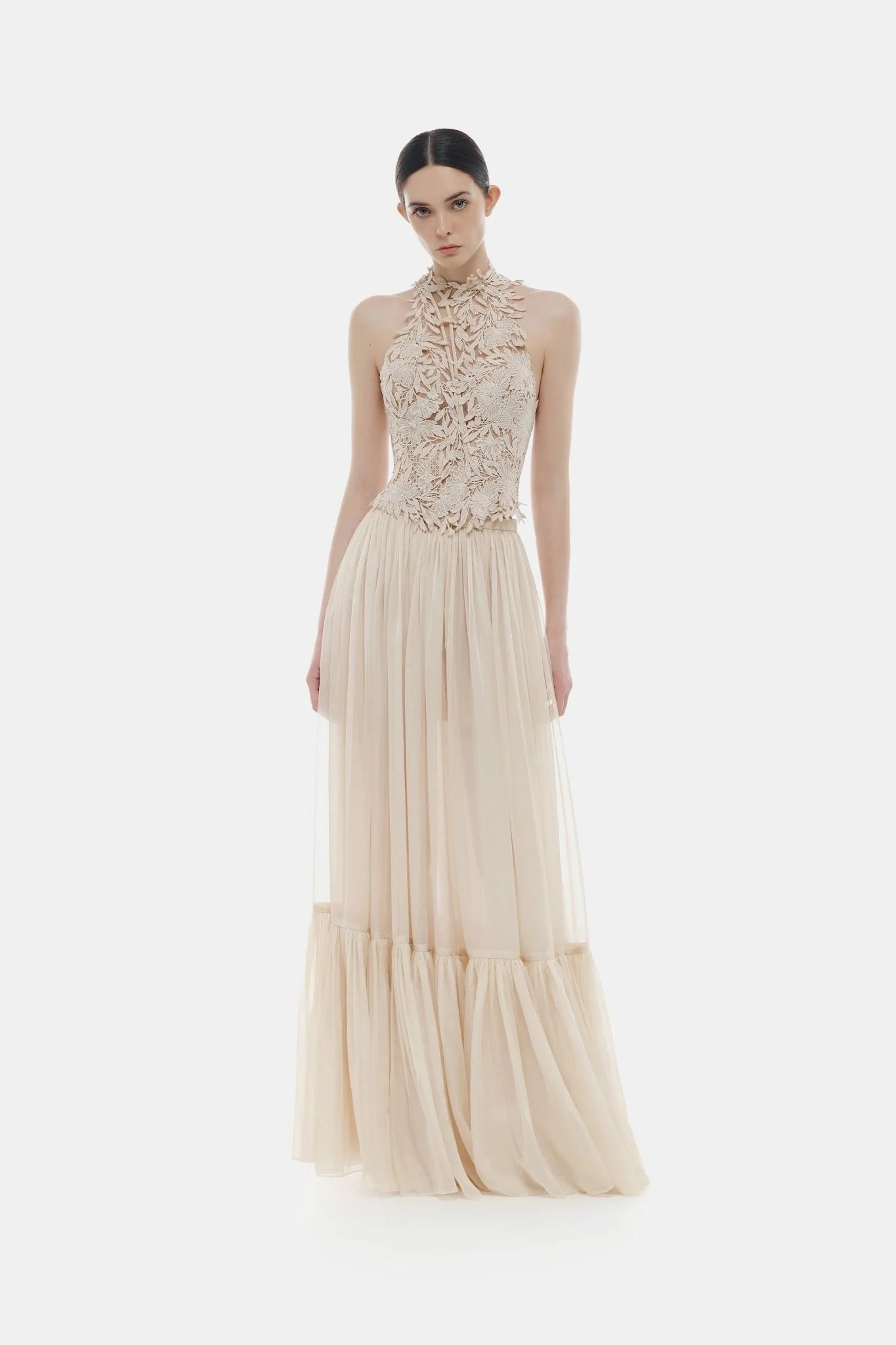 Montsand Beige Layered Maxi Skirt