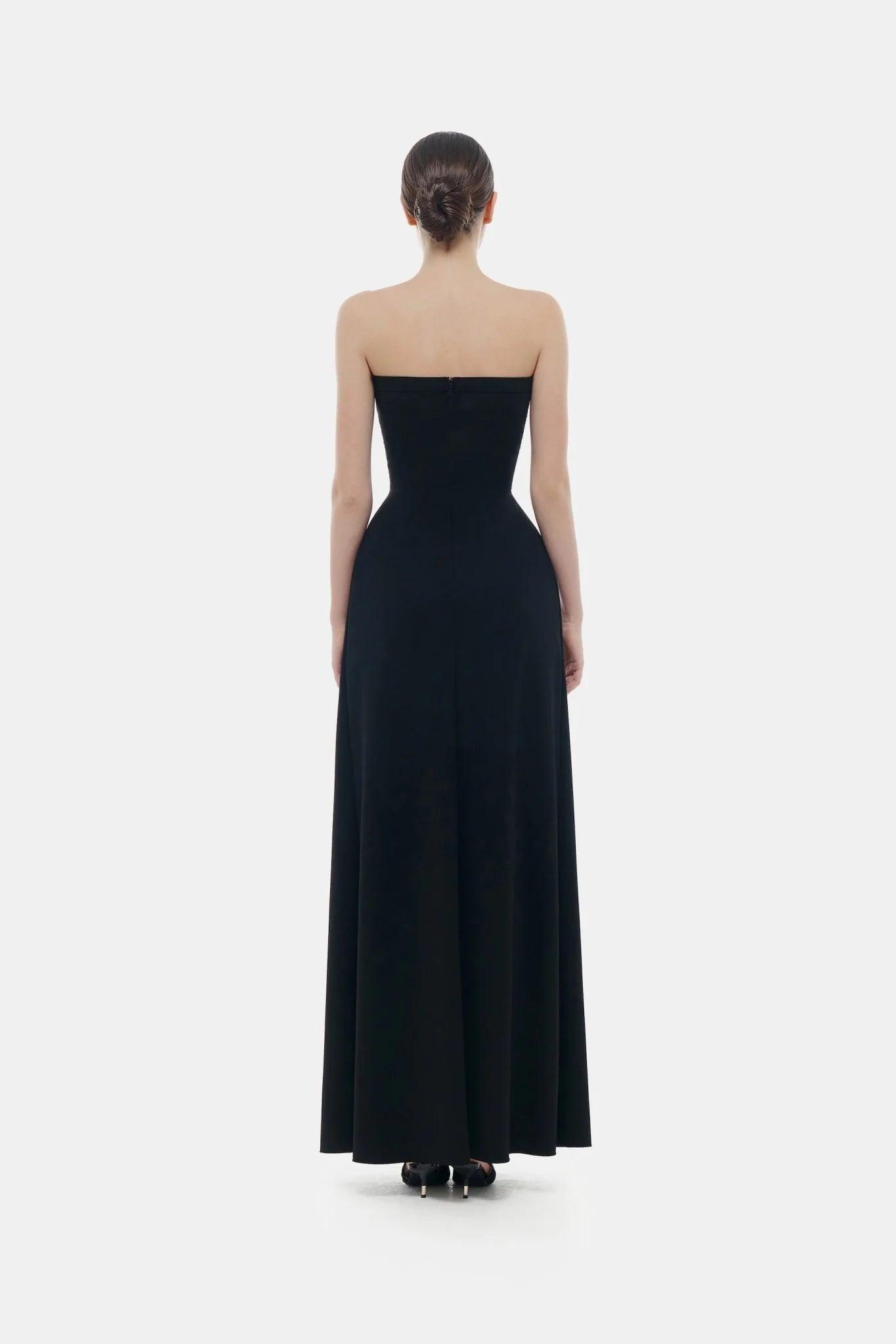 Montsand Black Bow Ruched Maxi Dress