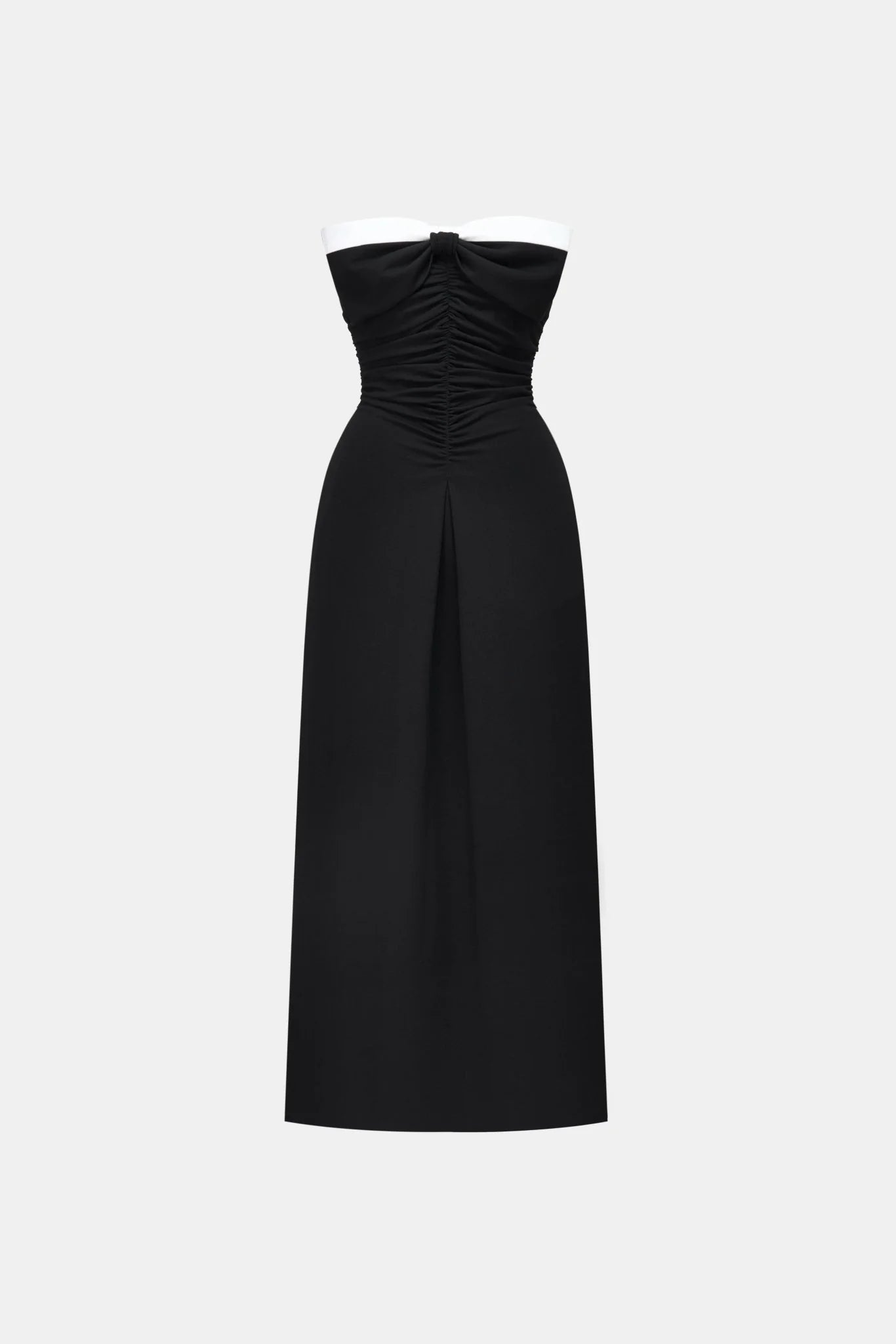 Montsand Black Bow Ruched Midi Dress