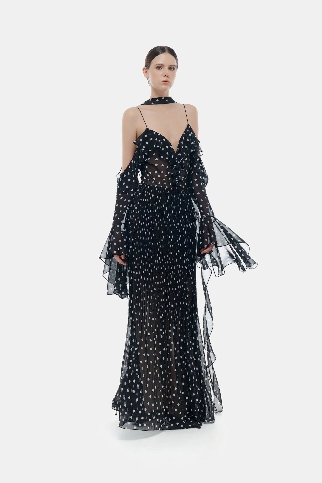 Montsand Black Off-shoulder Flowing Dress