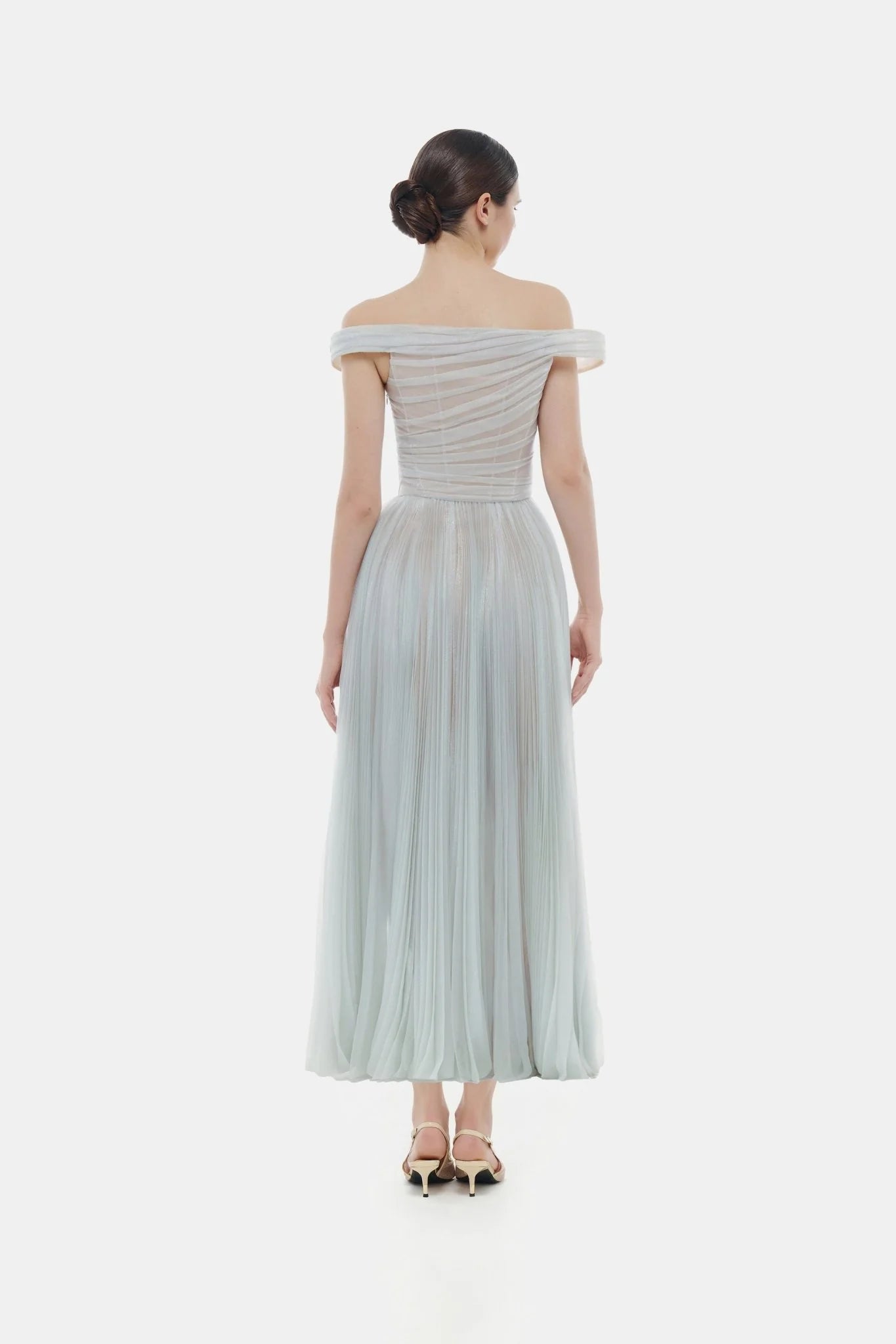Montsand Blue Off-shoulder Midi Dress