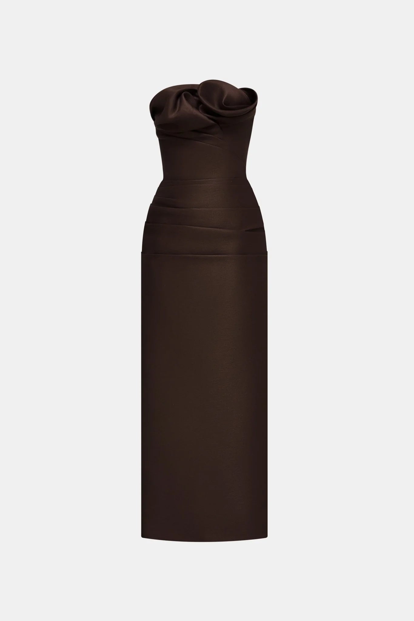 Montsand Brown Draped Tube Midi Dress