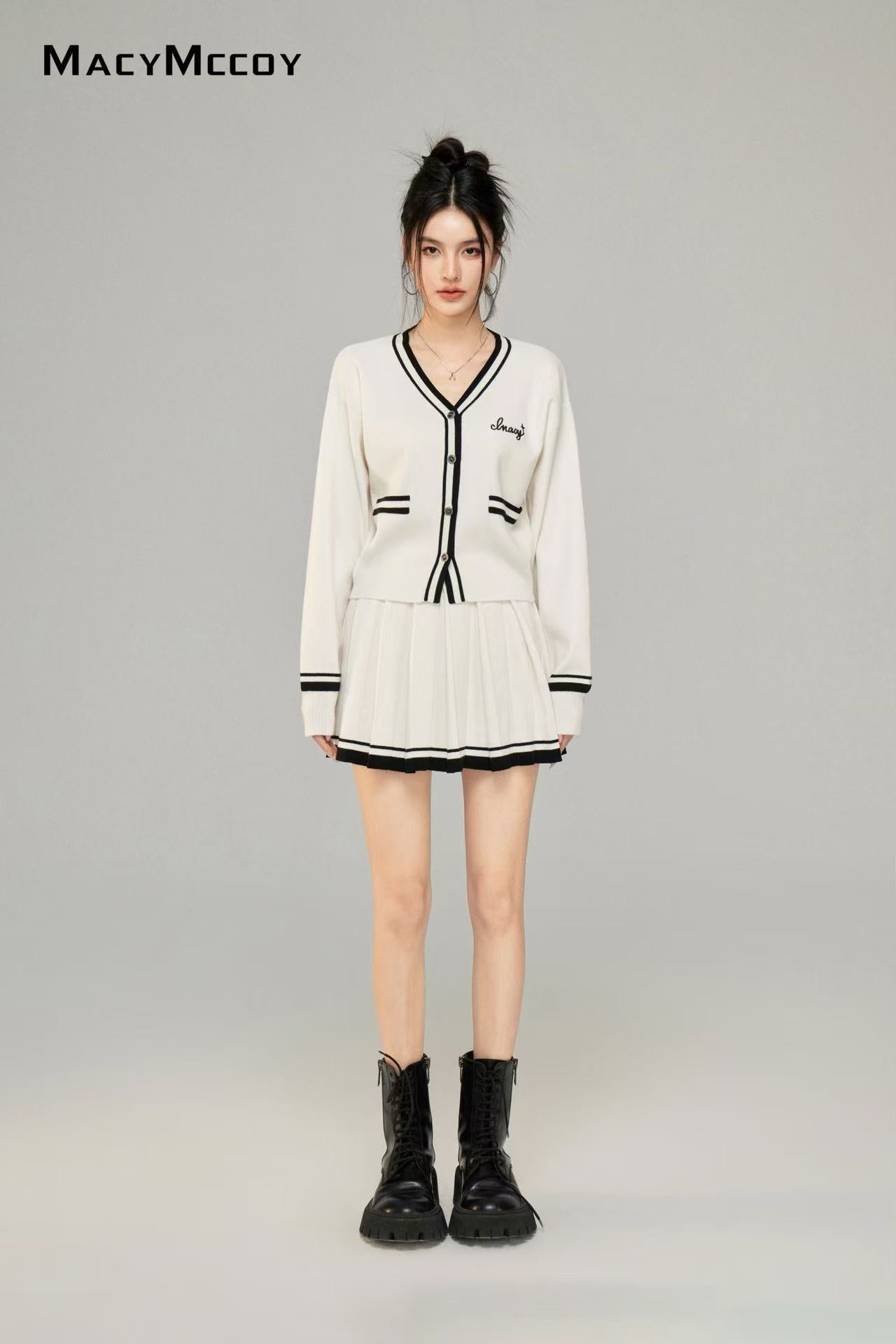 Macy Mccoy MMC2025010 Knitted cardigan + skirt set (2color)