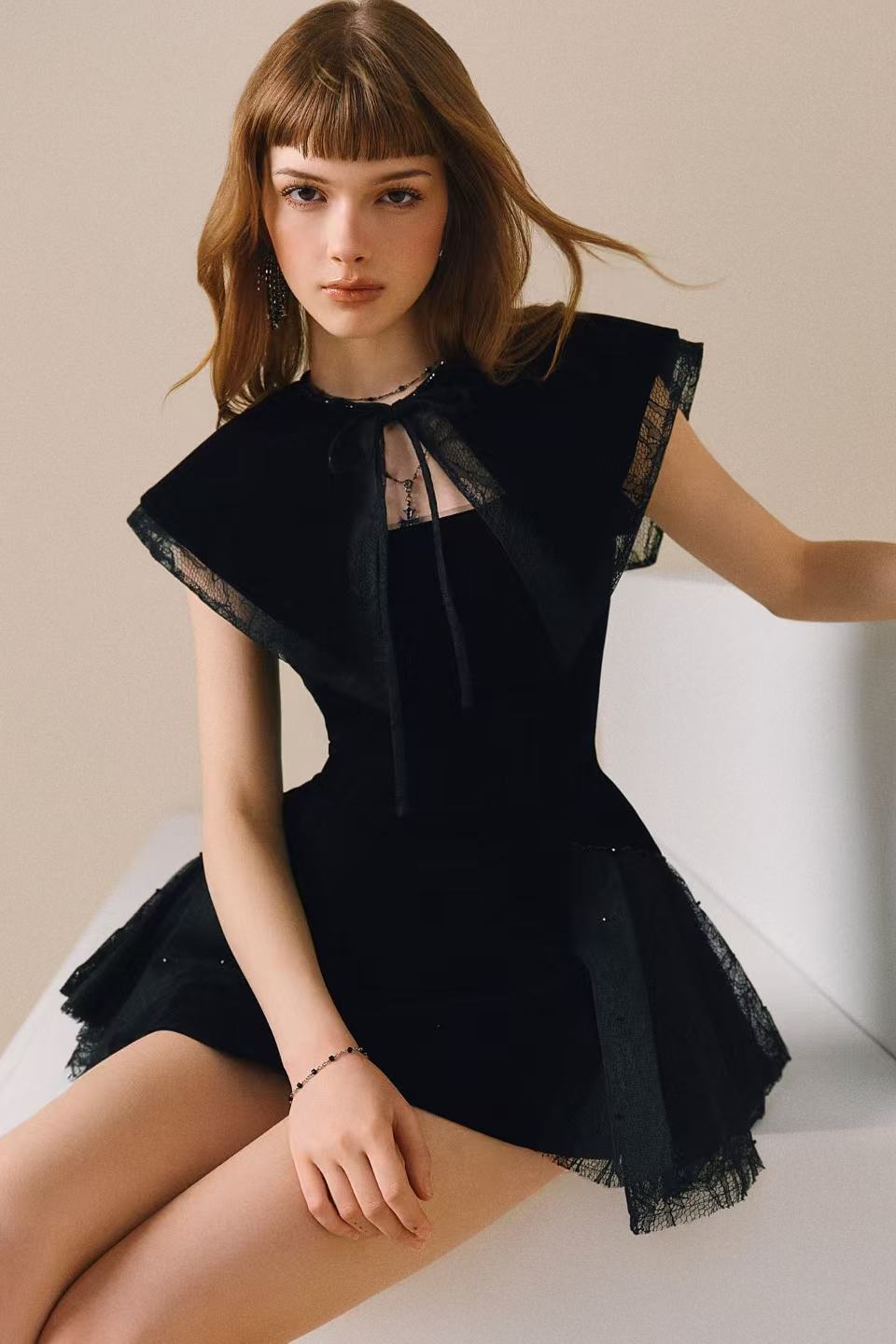 CICI MORIS Mini Dress with Cape