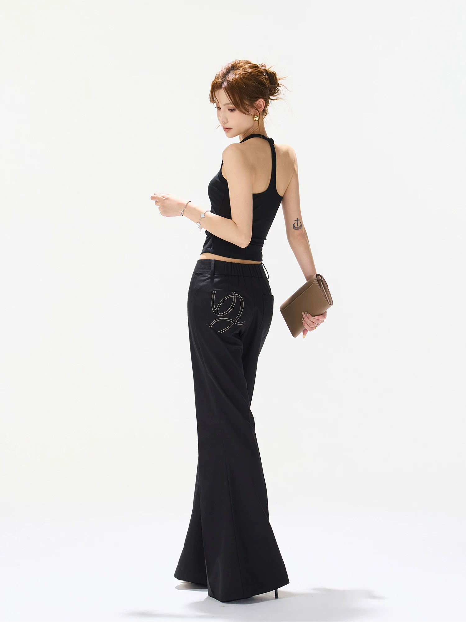 CYNR Halter Neck Knot Front Tank Top & Drawstring Bodycon Skirt