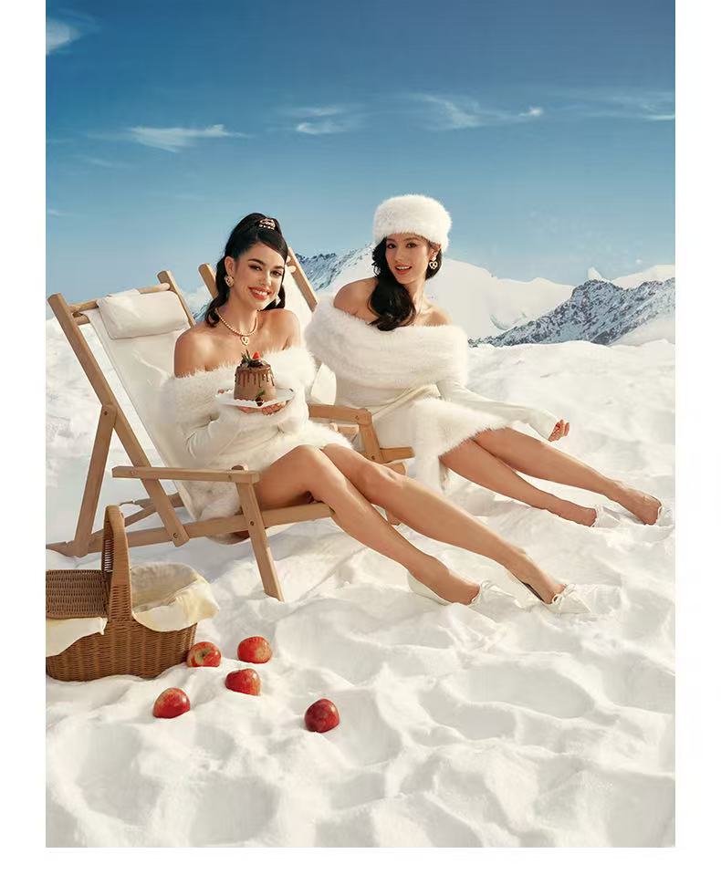 Nana Jacqueline Natalia Fur Dress (White)