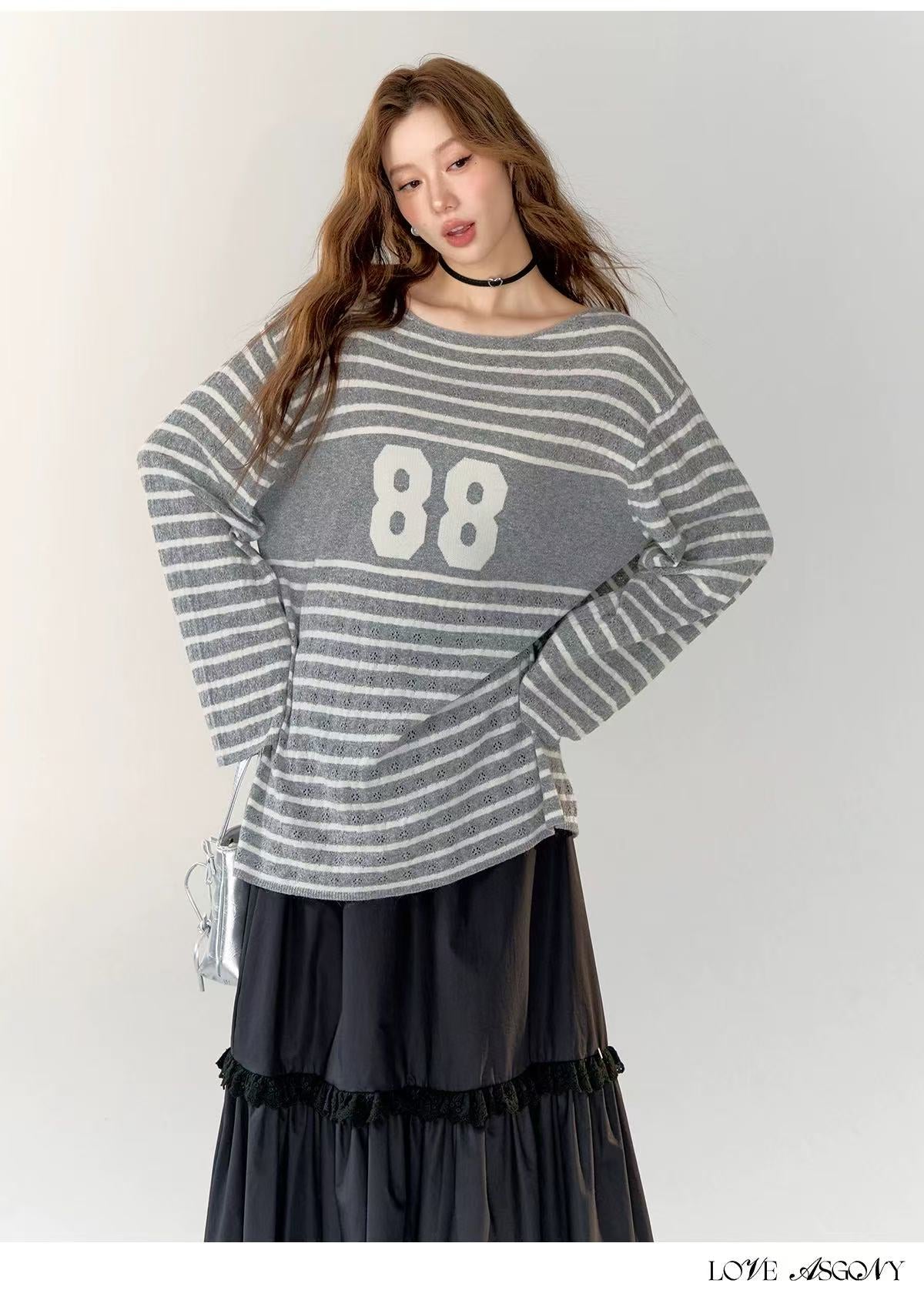 AsGony ASG24724 Striped knitted top