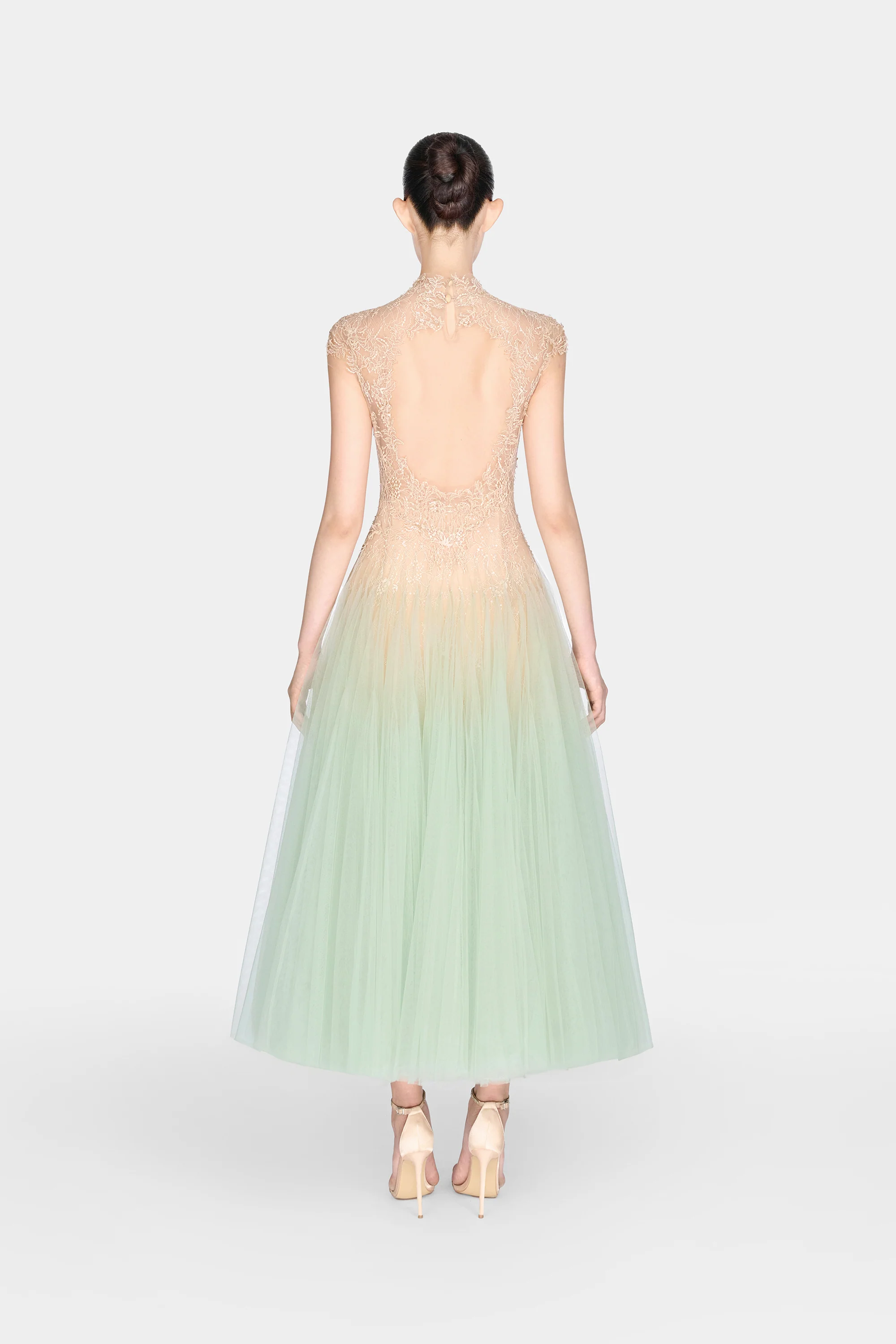 Montsand Mint Ombré Cut-Out Lace Dress