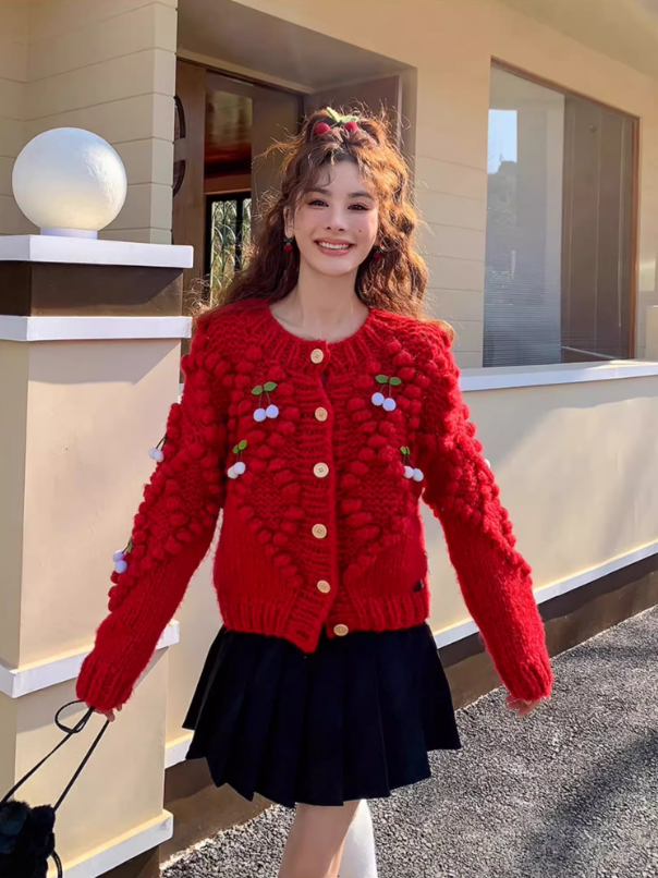 Cloud Season Cherry Knit Cardigan(3color)