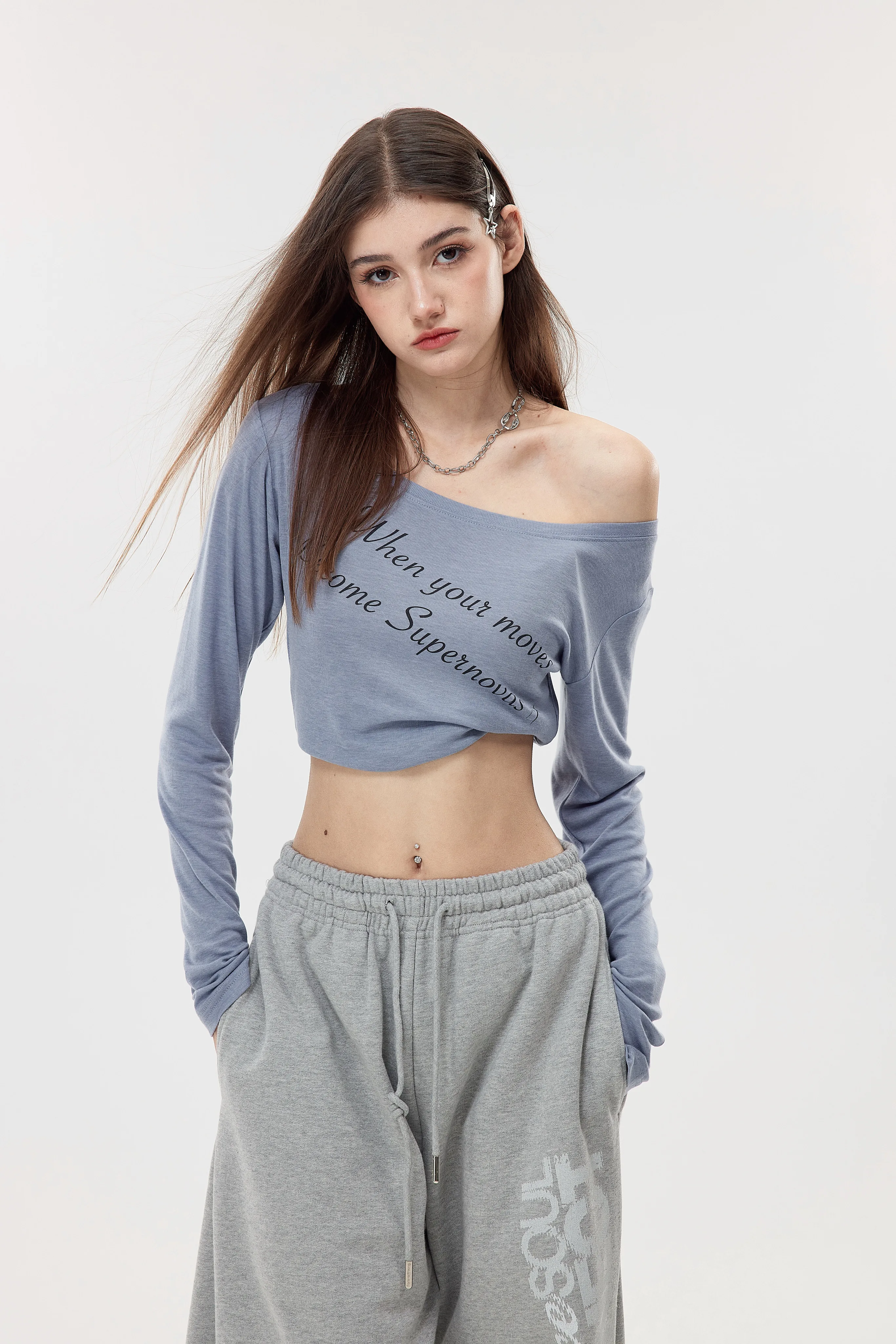 Nova Street Ice Silk One Shoulder Tee (3color)