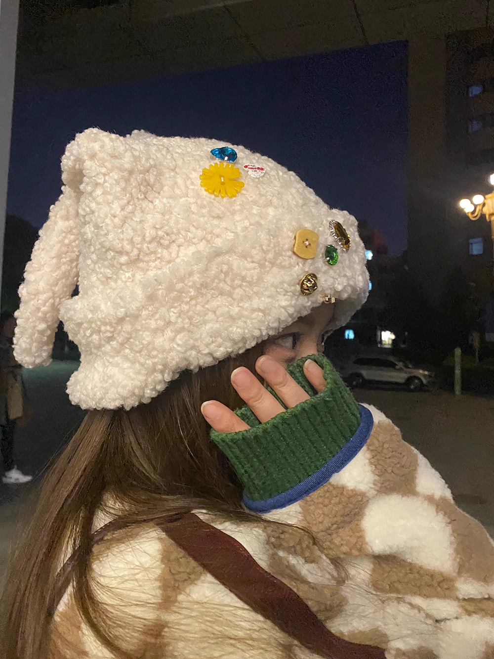 Momonana Bunny-eared hat with snap-on ears(3colors)