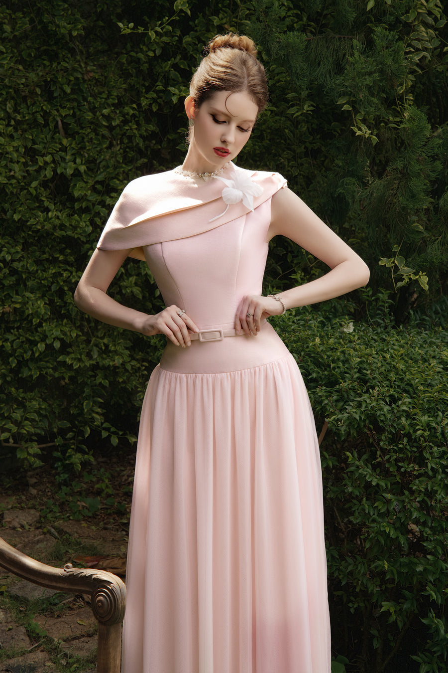 Calista AMORETTE One-shoulder Tulle Midi Dress