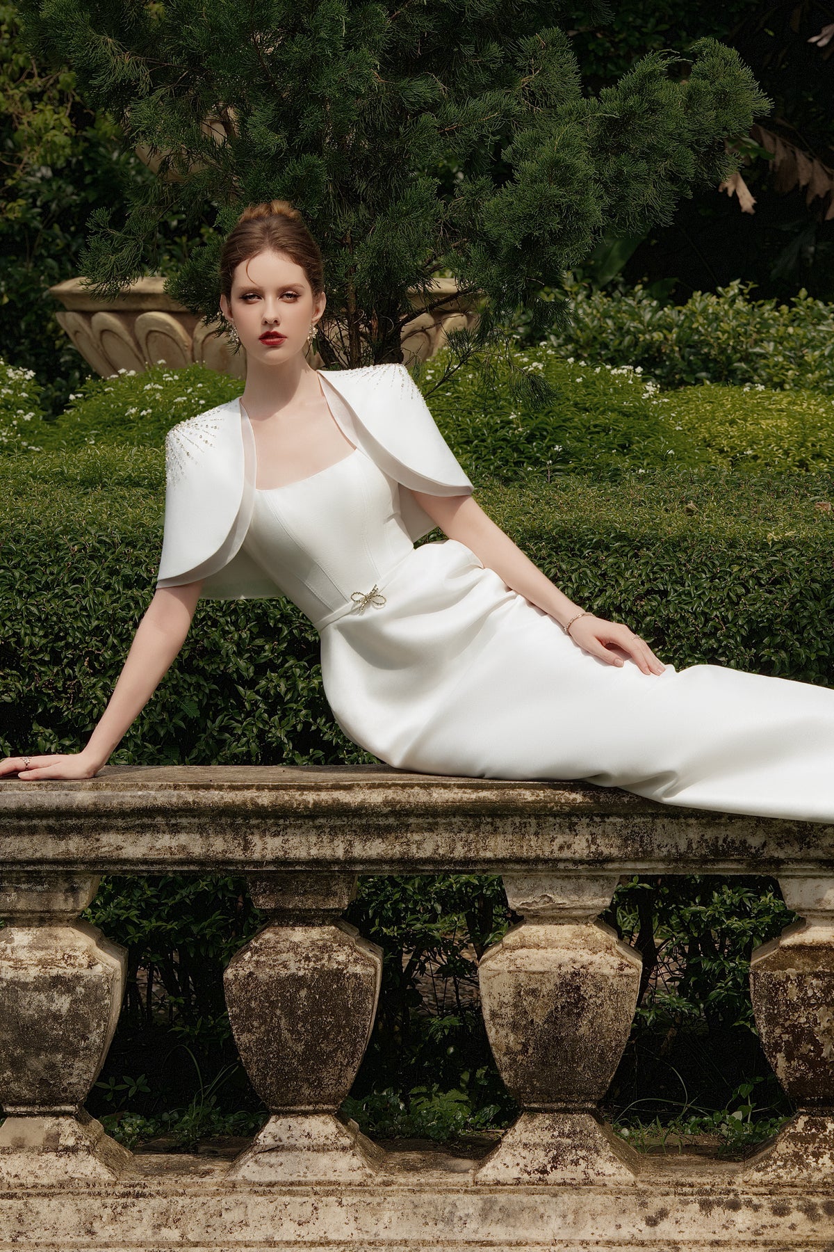 Calista MARCELE Square-neck Maxi Dress with Cape