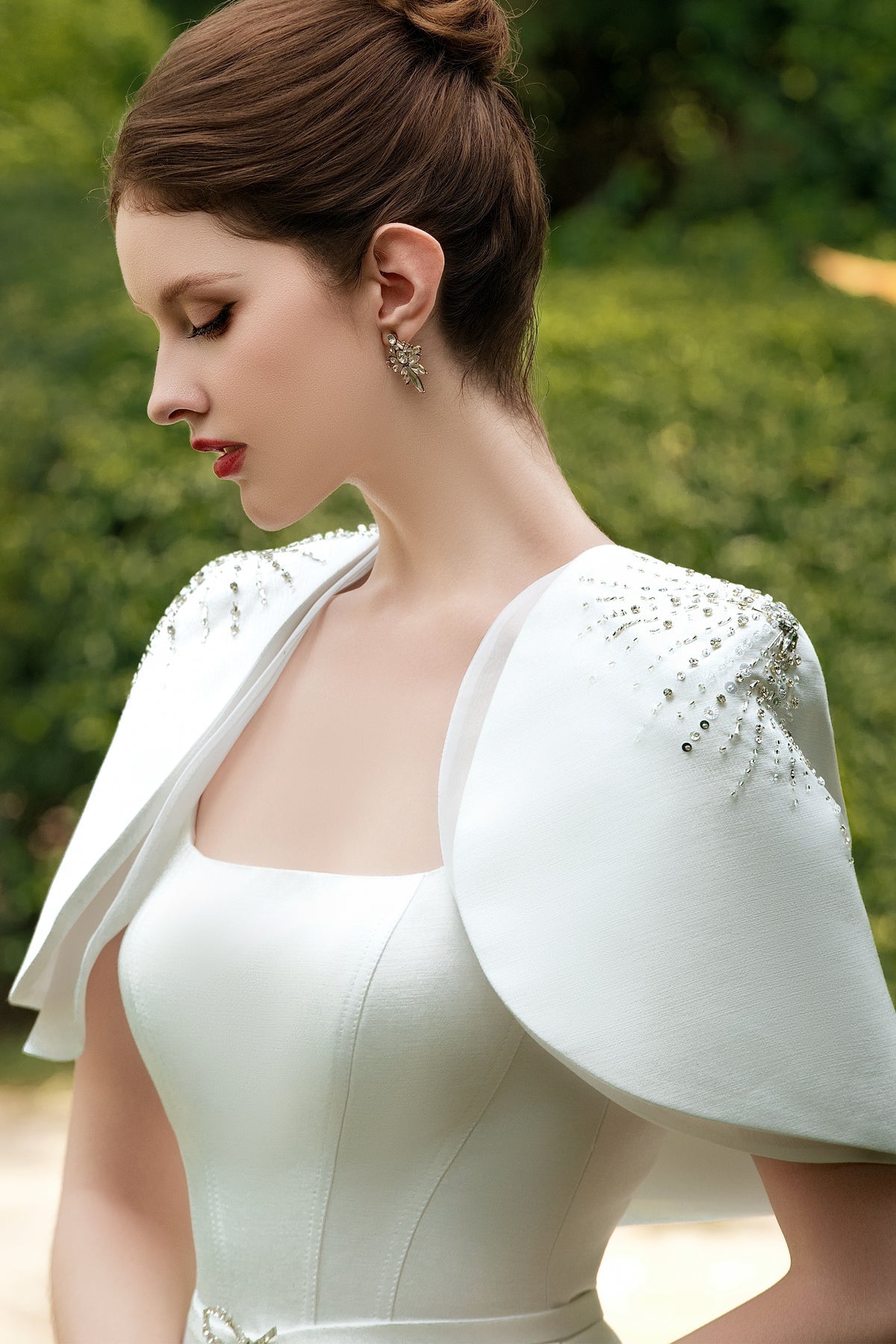 Calista MARCELE Square-neck Maxi Dress with Cape