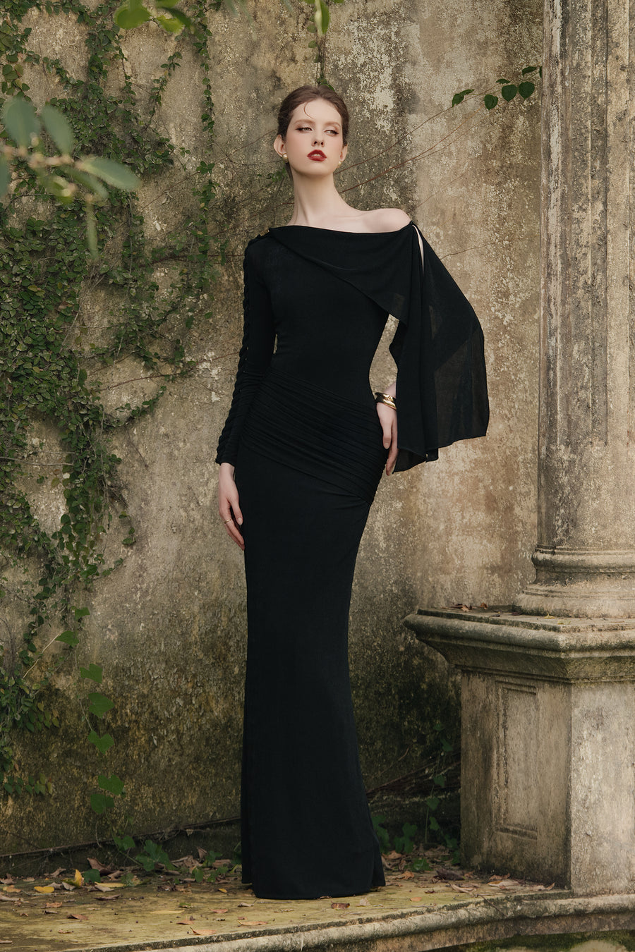 Calista ELORESS Draped One-shoulder Maxi Dress