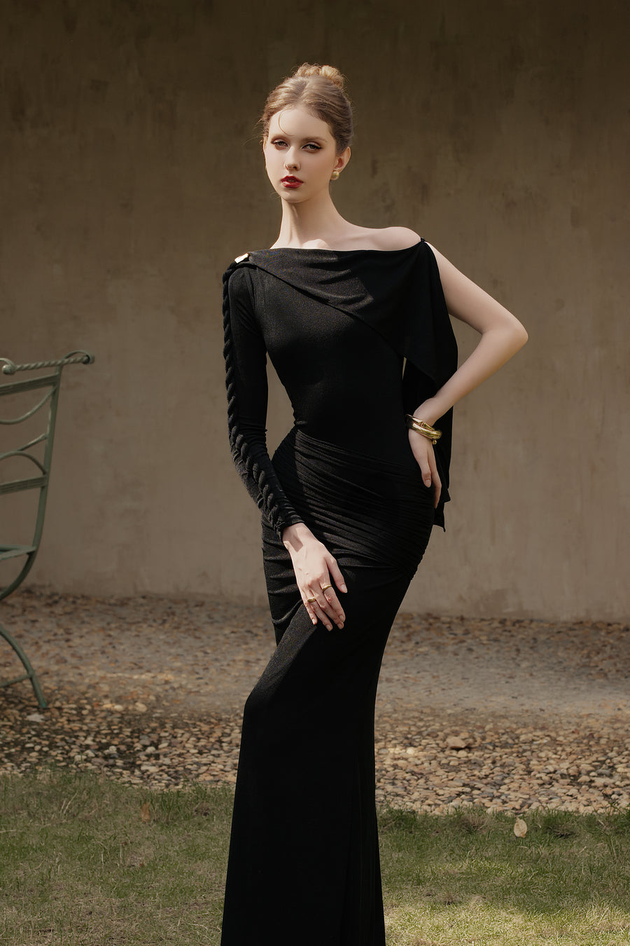 Calista ELORESS Draped One-shoulder Maxi Dress