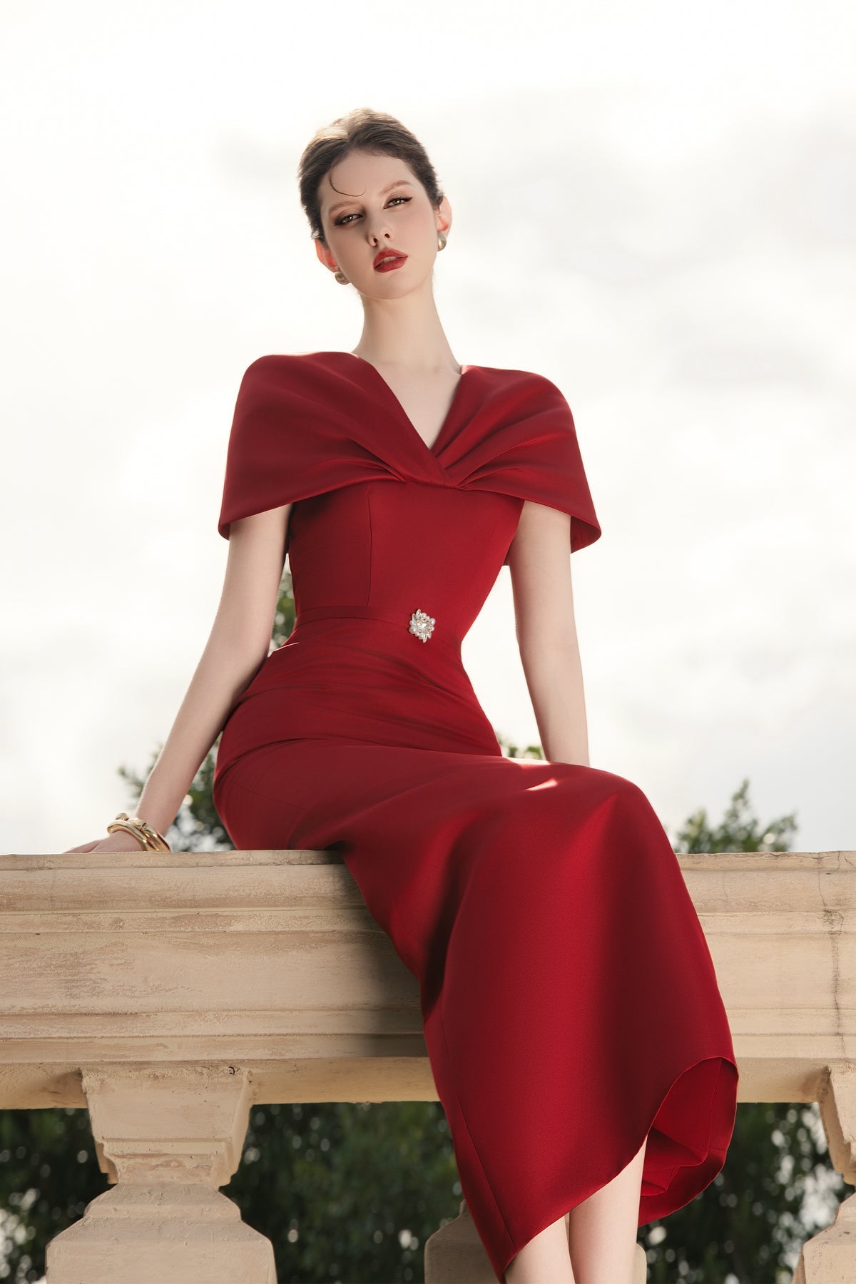 Calista FLORELLE Draped Off-shoulder Maxi Dress