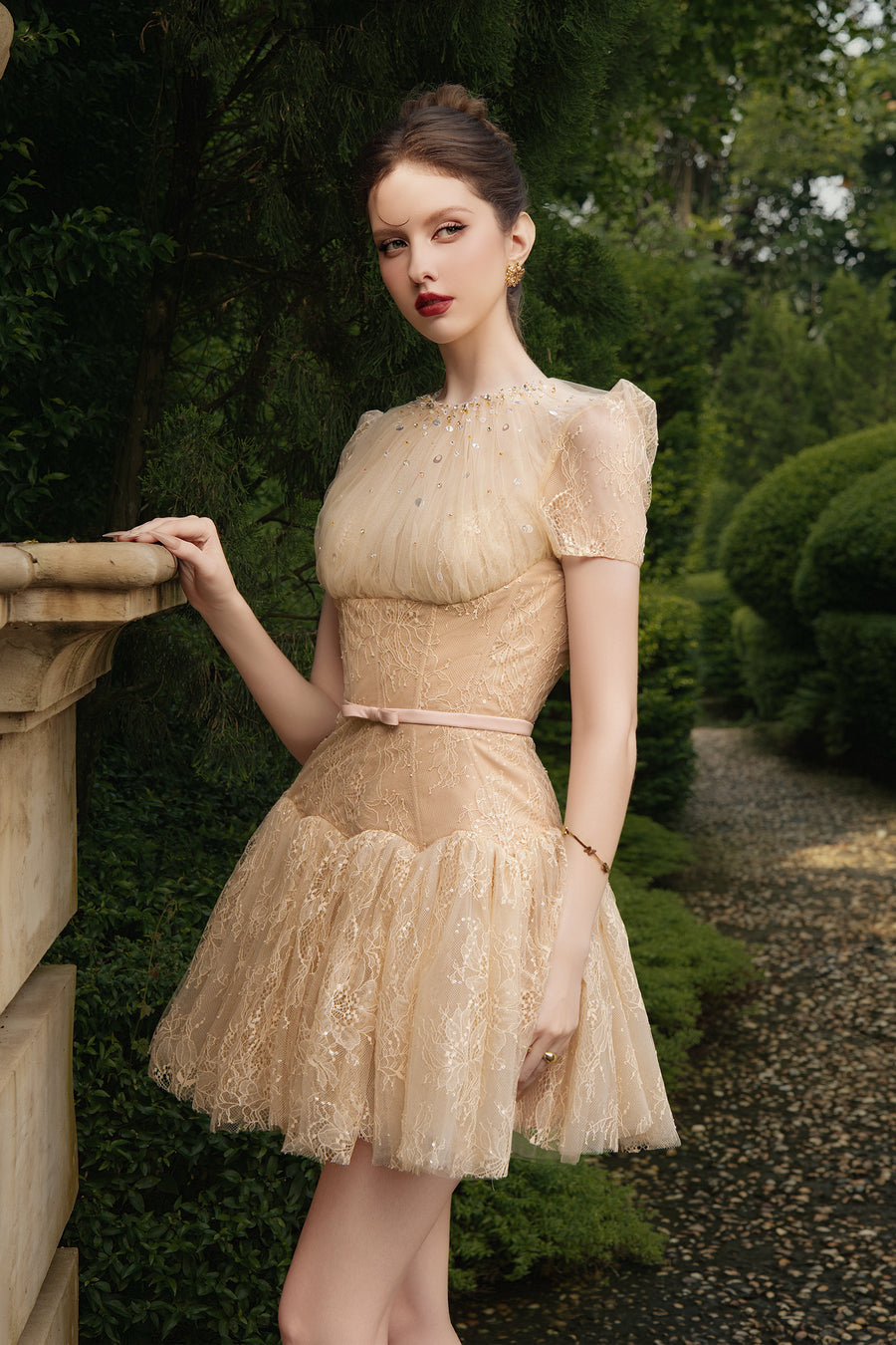 Calista SABINE Lace-detail Tulle Mini Dress