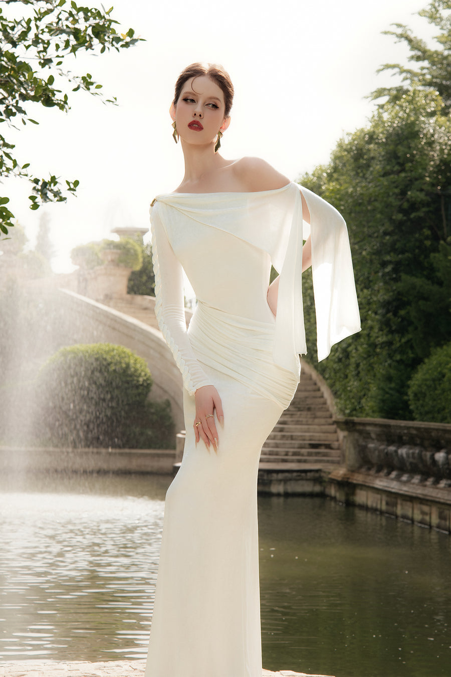 Calista ELORESS Draped One-shoulder Maxi Dress