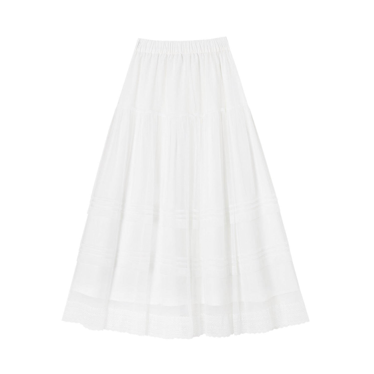 SOMESOWE S2609108 Dreamy white feather flowing cloud gauze skirt
