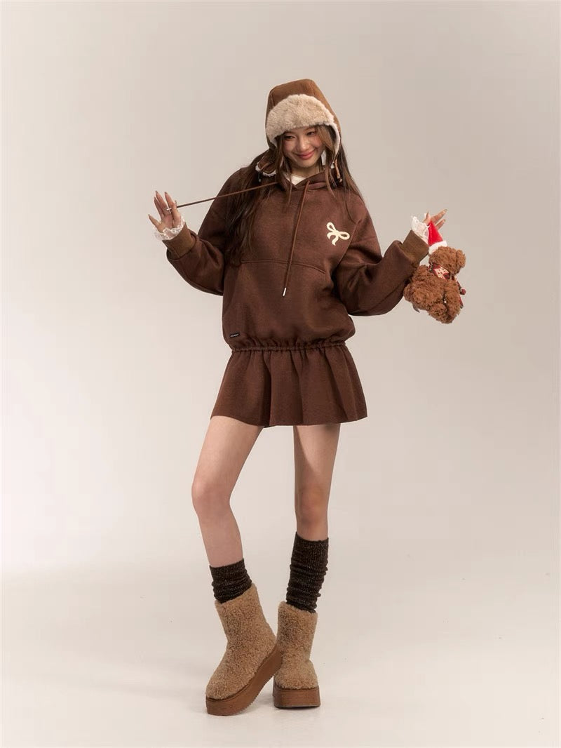 AsGony ASG24630 Hoodie Dress(2color)