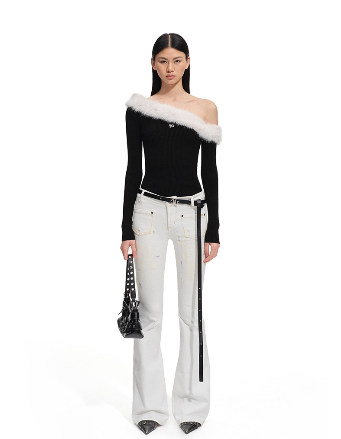 NAWS Polar Collection White Flared Jeans