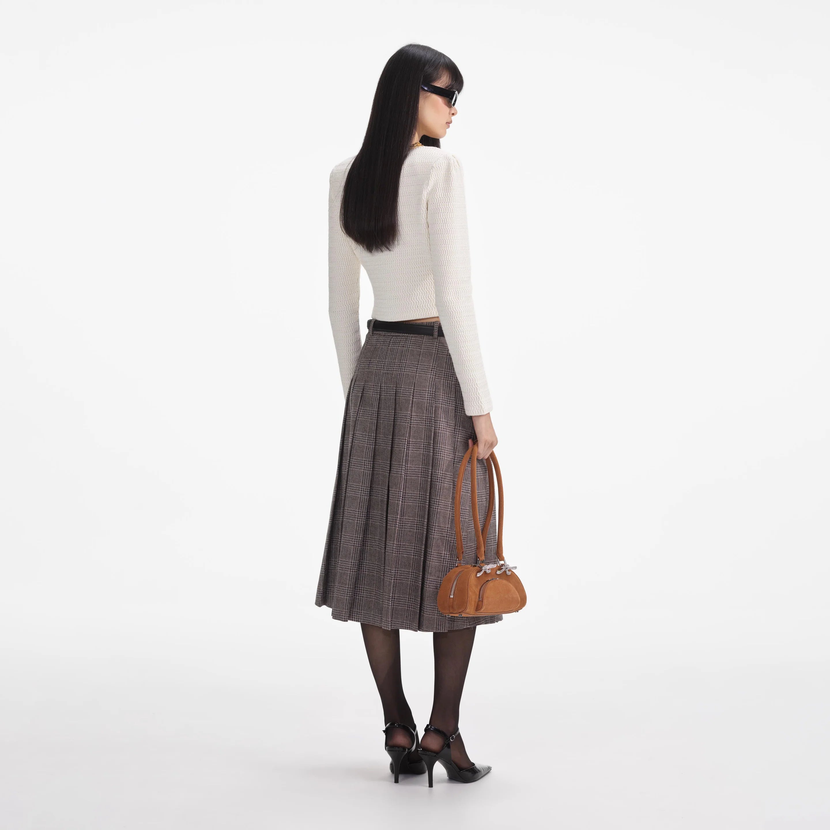 Self-Portrait CREAM LUREX KNIT CARDIGAN