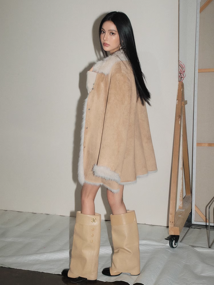 OLIVIA DUO DWT25415 Fur-Lined Khaki Jacket