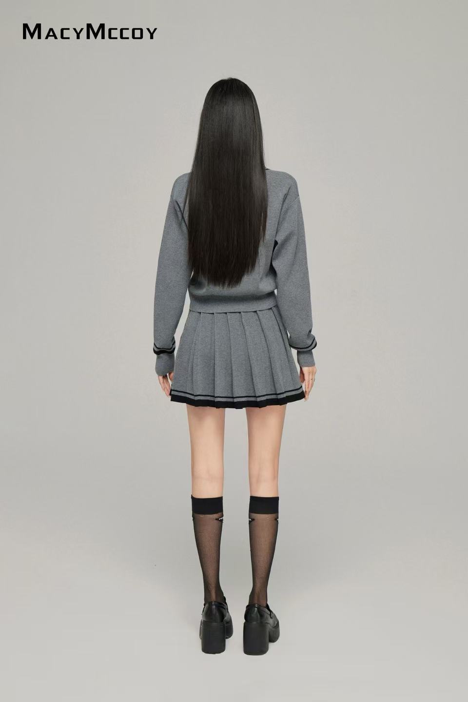 Macy Mccoy  MMC2025010 Knitted cardigan + skirt set  (2color)