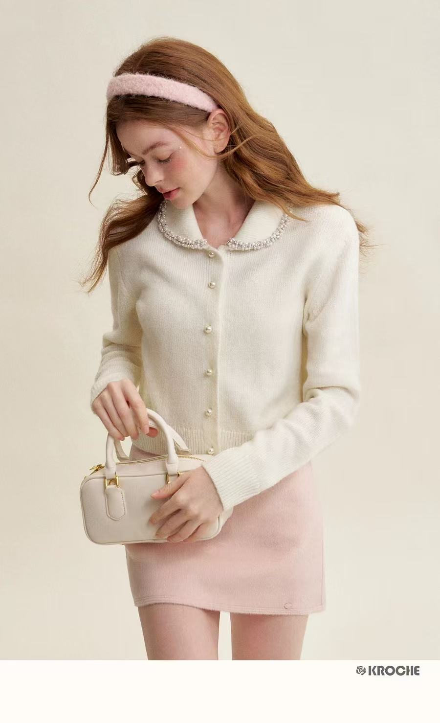 Kroche Wool blend peach pink skirt