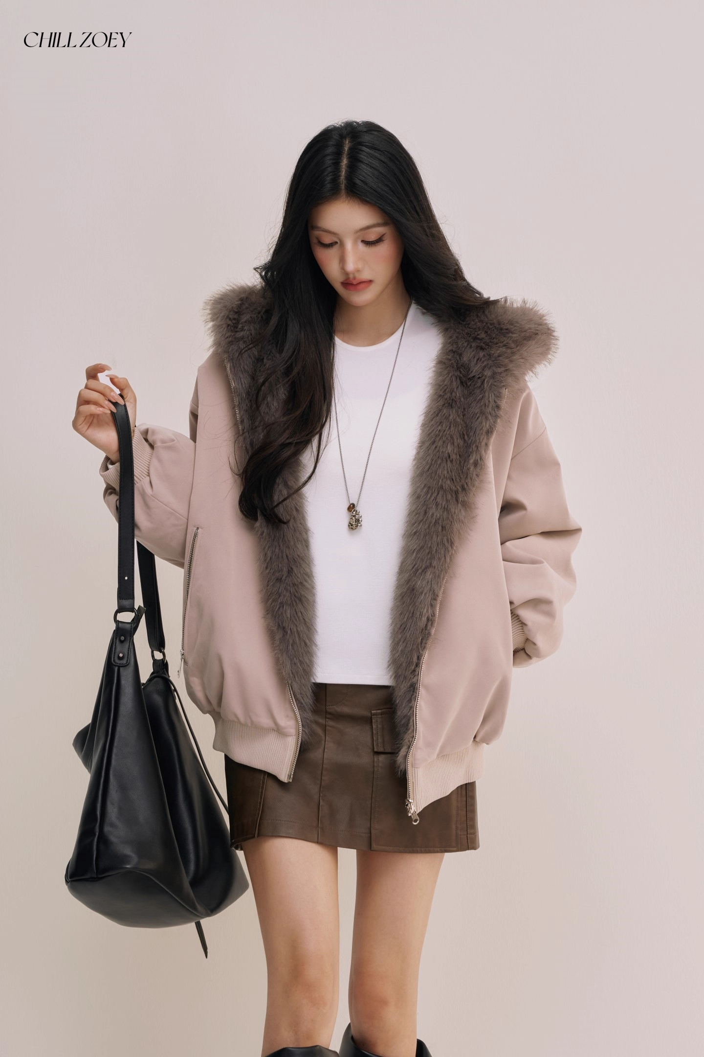 Chill Zoey M690325 Double Side Fur Coat