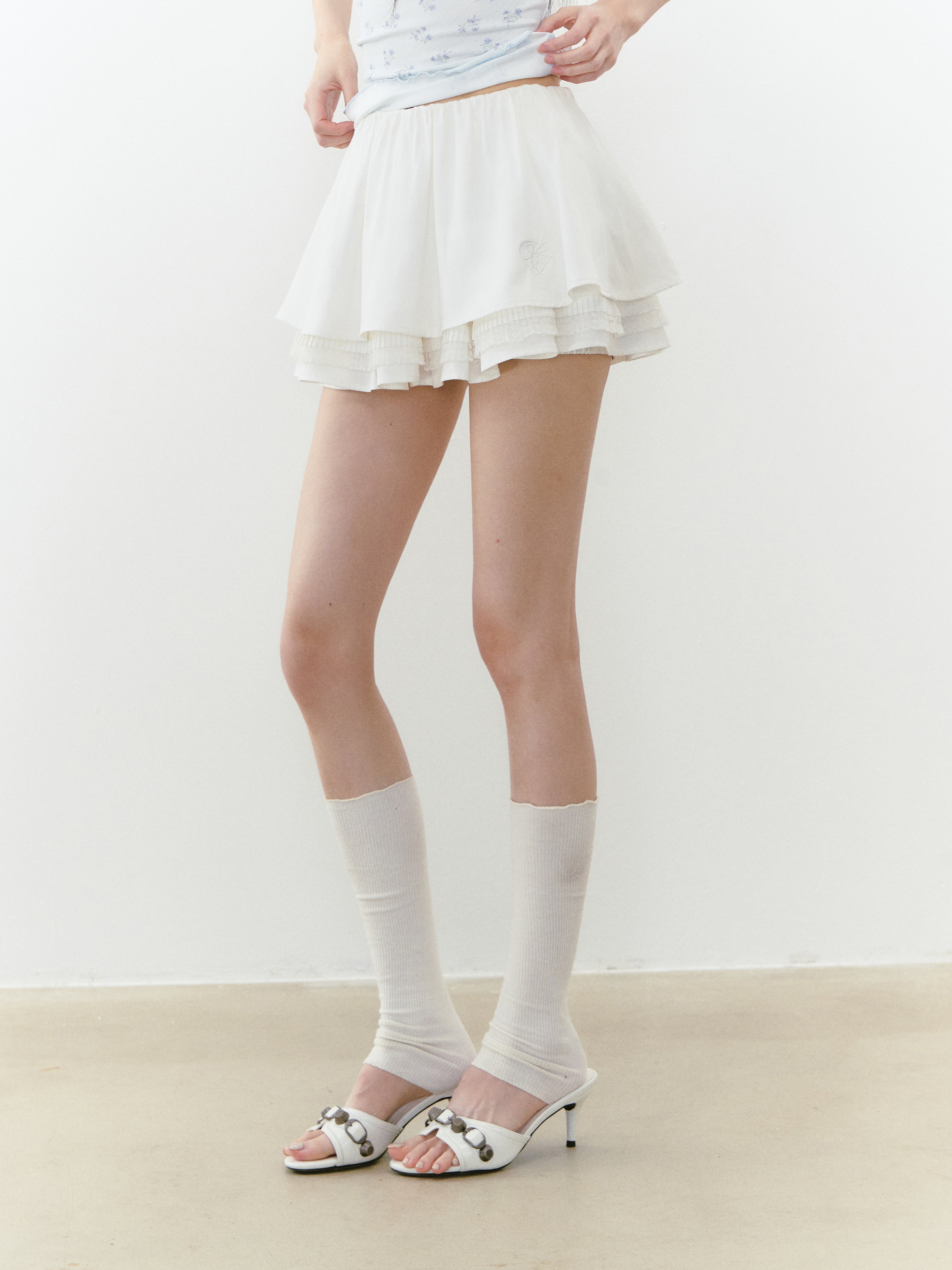 VIA PITTI VIABS244 Multi layered lace patchwork skirt