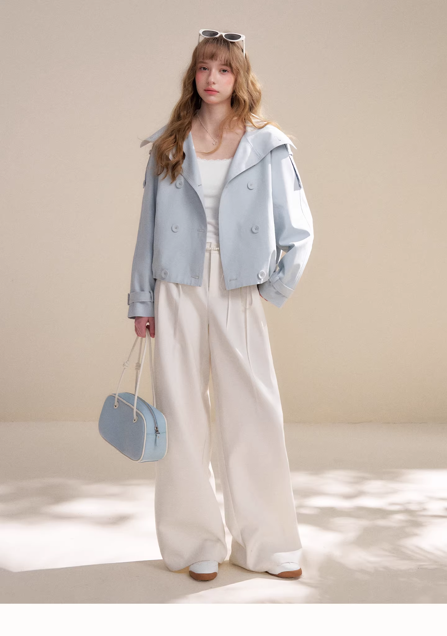 Kroche KZQ2021 Double breasted short windbreaker jacket