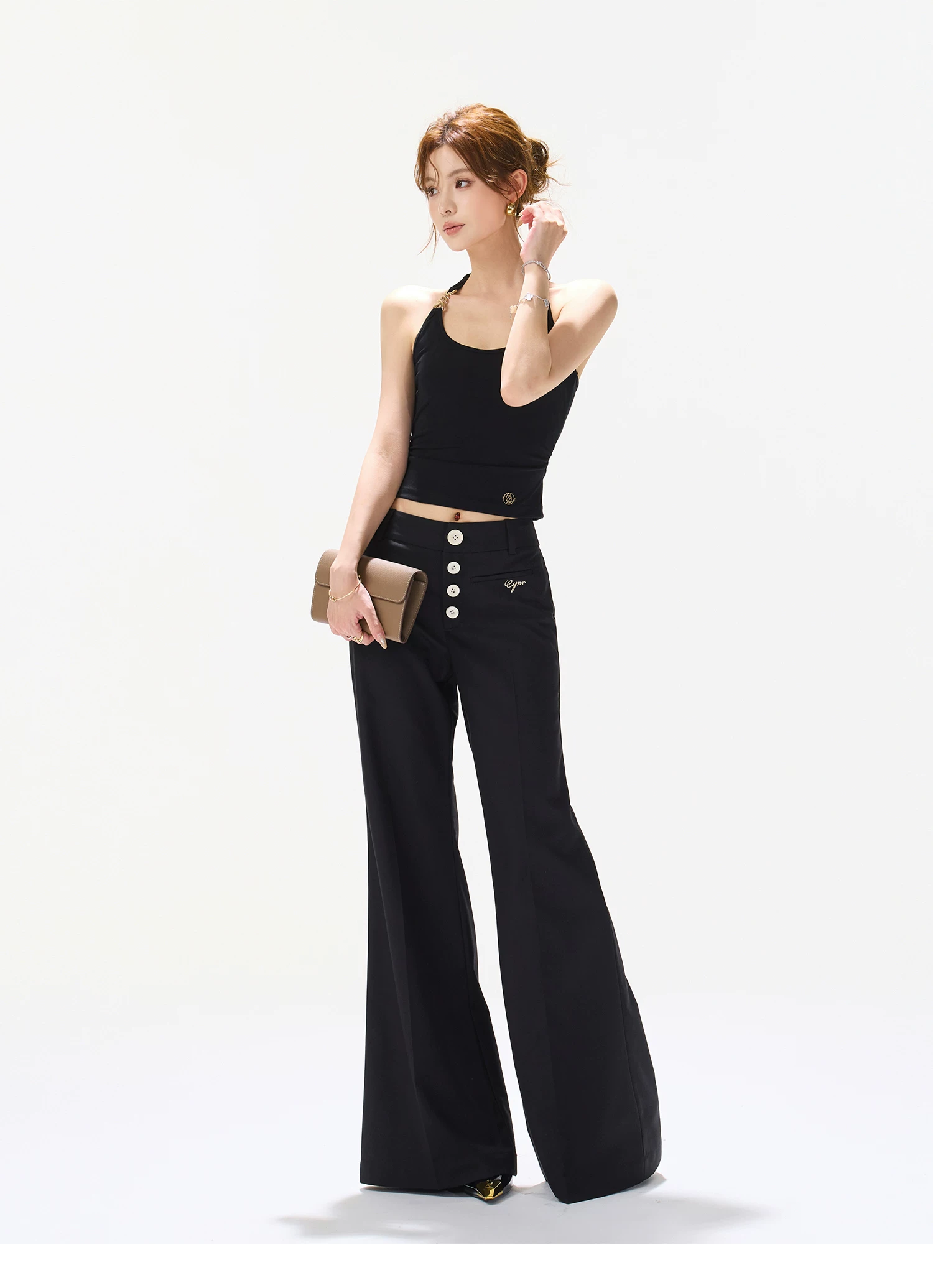 CYNR Halter Neck Knot Front Tank Top & Drawstring Bodycon Skirt