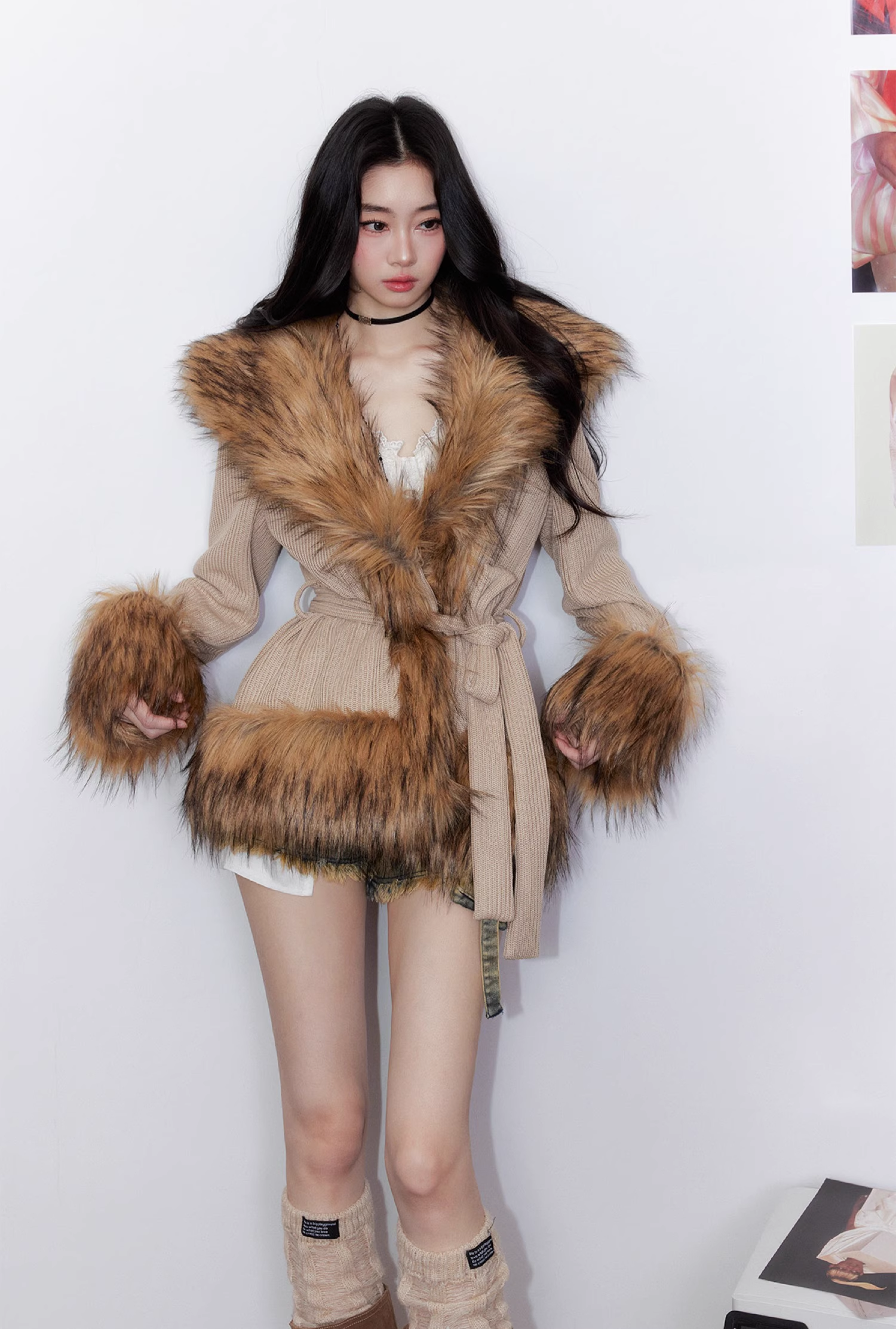 Tut tuto Lazy style knitted fur jacket