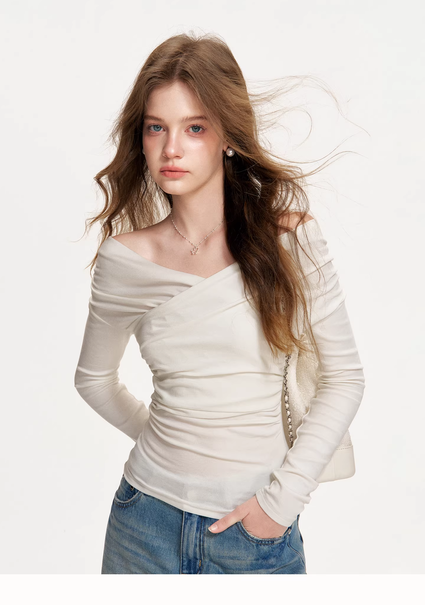 Kroche KE8047 Cross neck off shoulder top