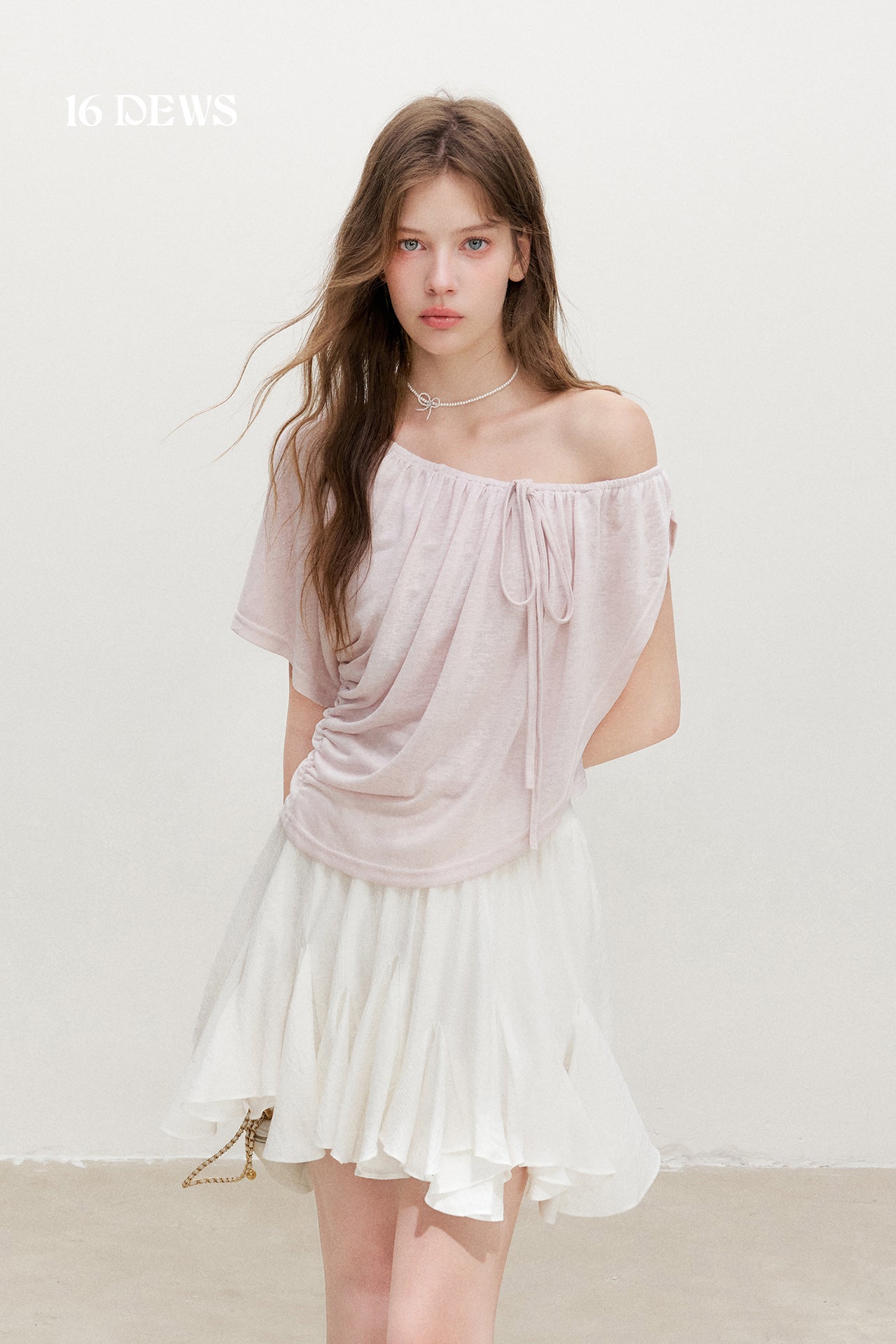 16DEWS 16D26371 Lyocell Asymmetric Faux Two-Piece Top