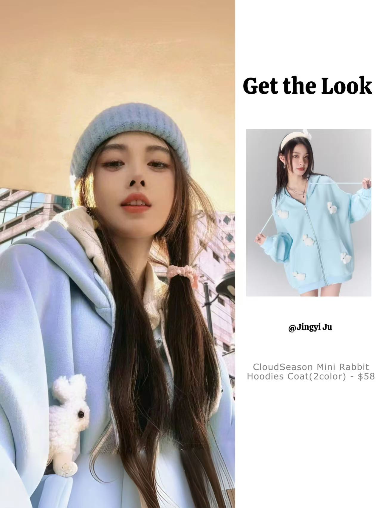 Cloud Season Mini Rabbit Hoodies Coat(2colro)