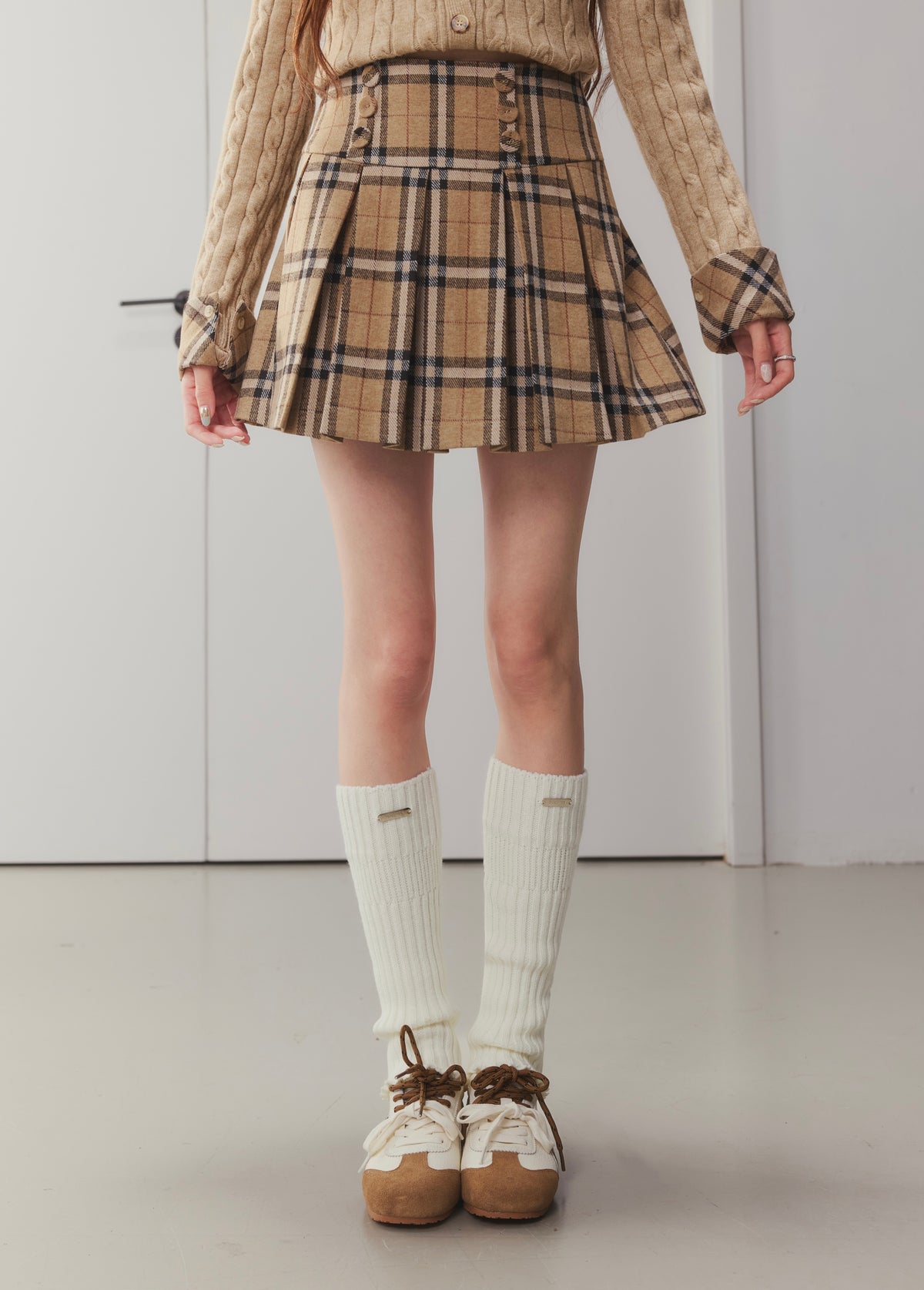 OTEBANBASS Ote260905 Plaid Wool Pleated Skirt