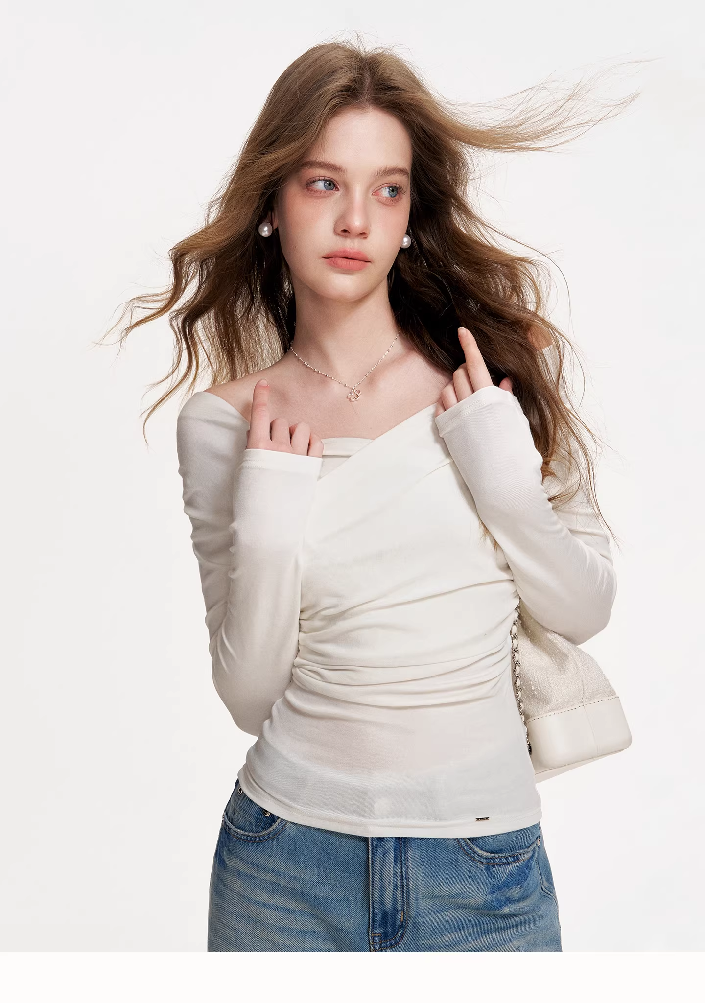 Kroche KE8047 Cross neck off shoulder top