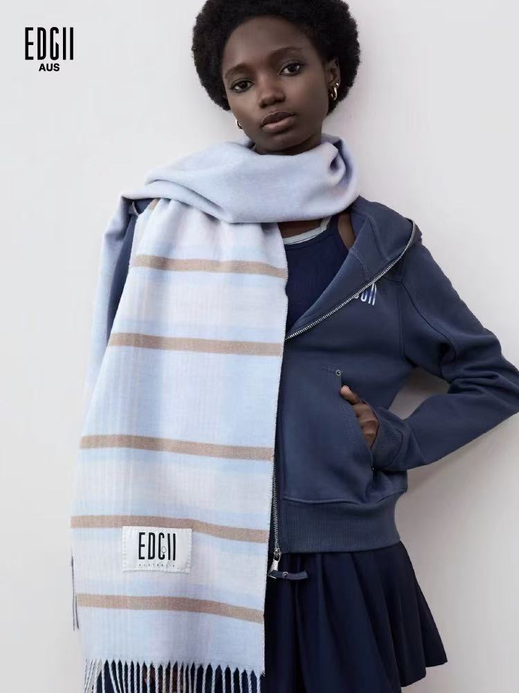 EDGII ED50AW11001&ED50AW11002 Plaid double-sided wool scarf