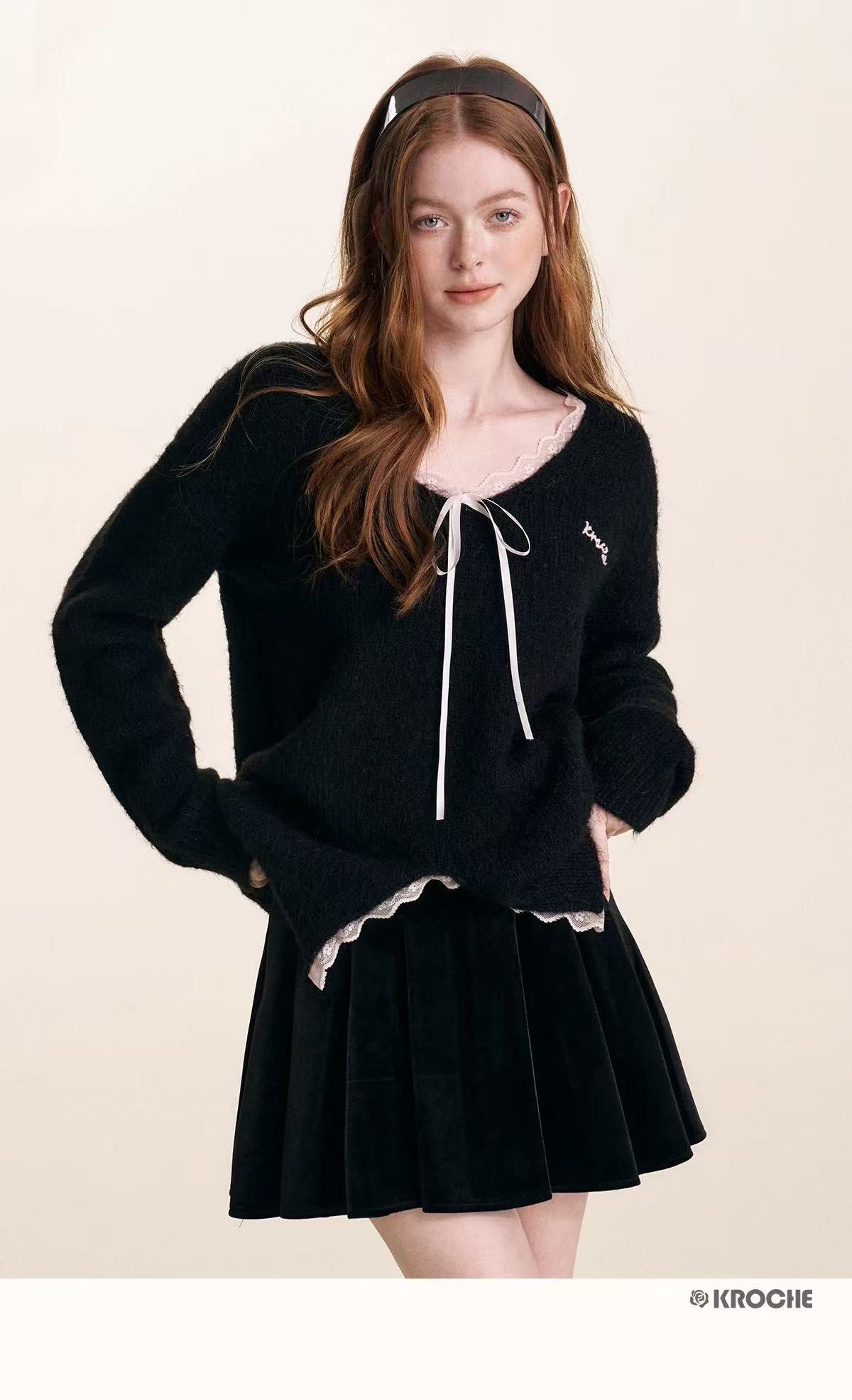 Kroche Lace patchwork embroidered sweater