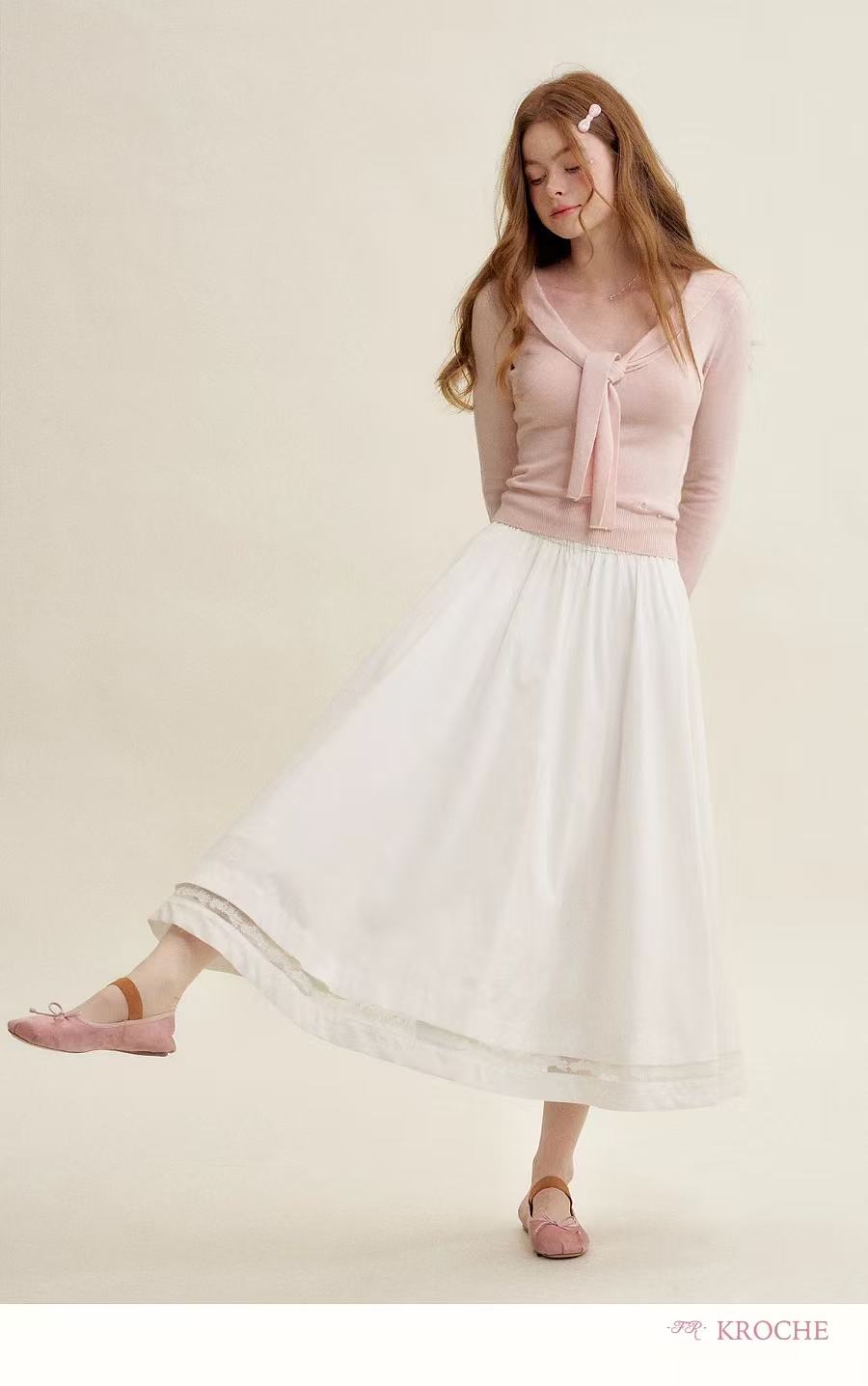 Kroche Embroidered lace patchwork long skirt