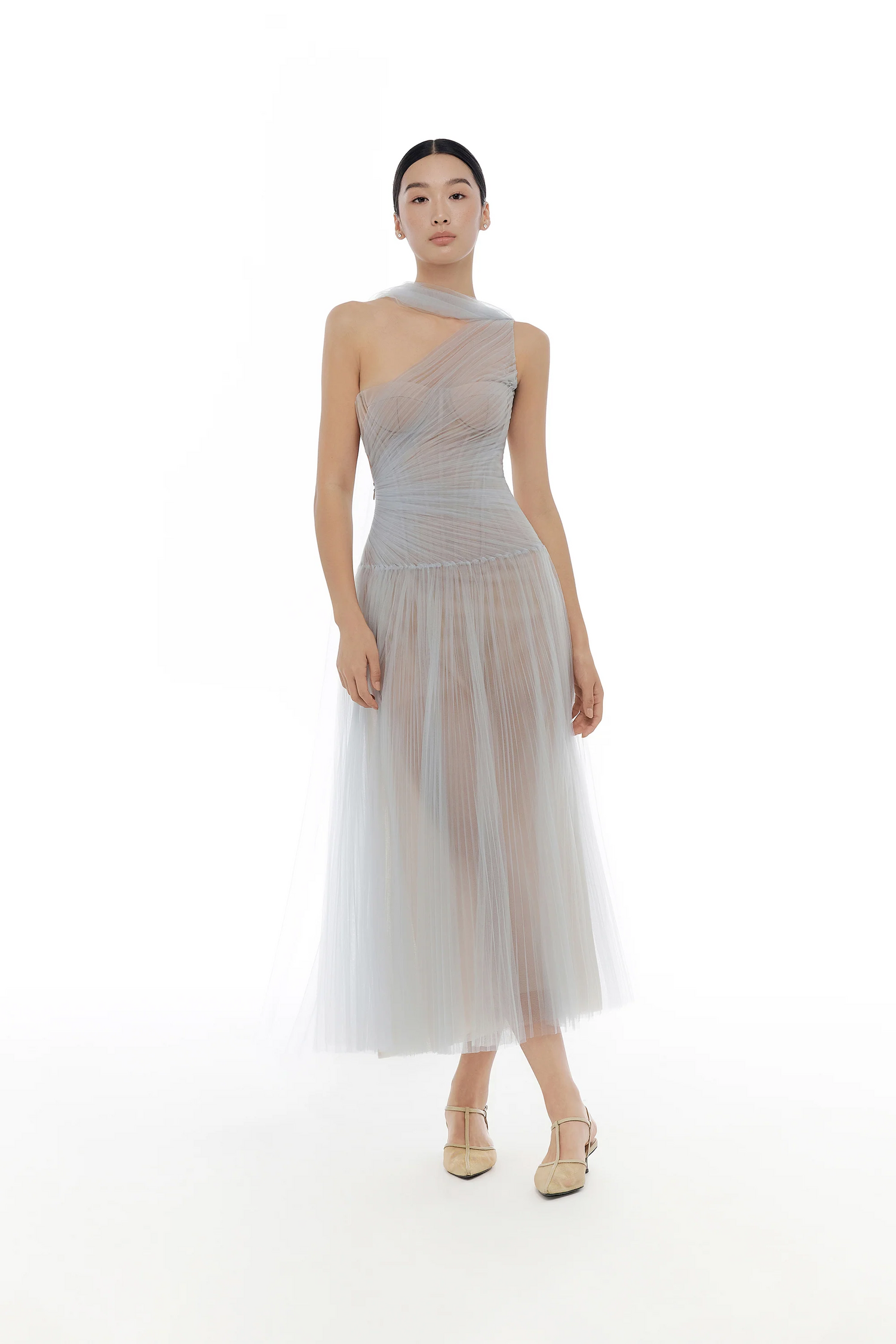 Montsand Draped Midi Dress-Blue