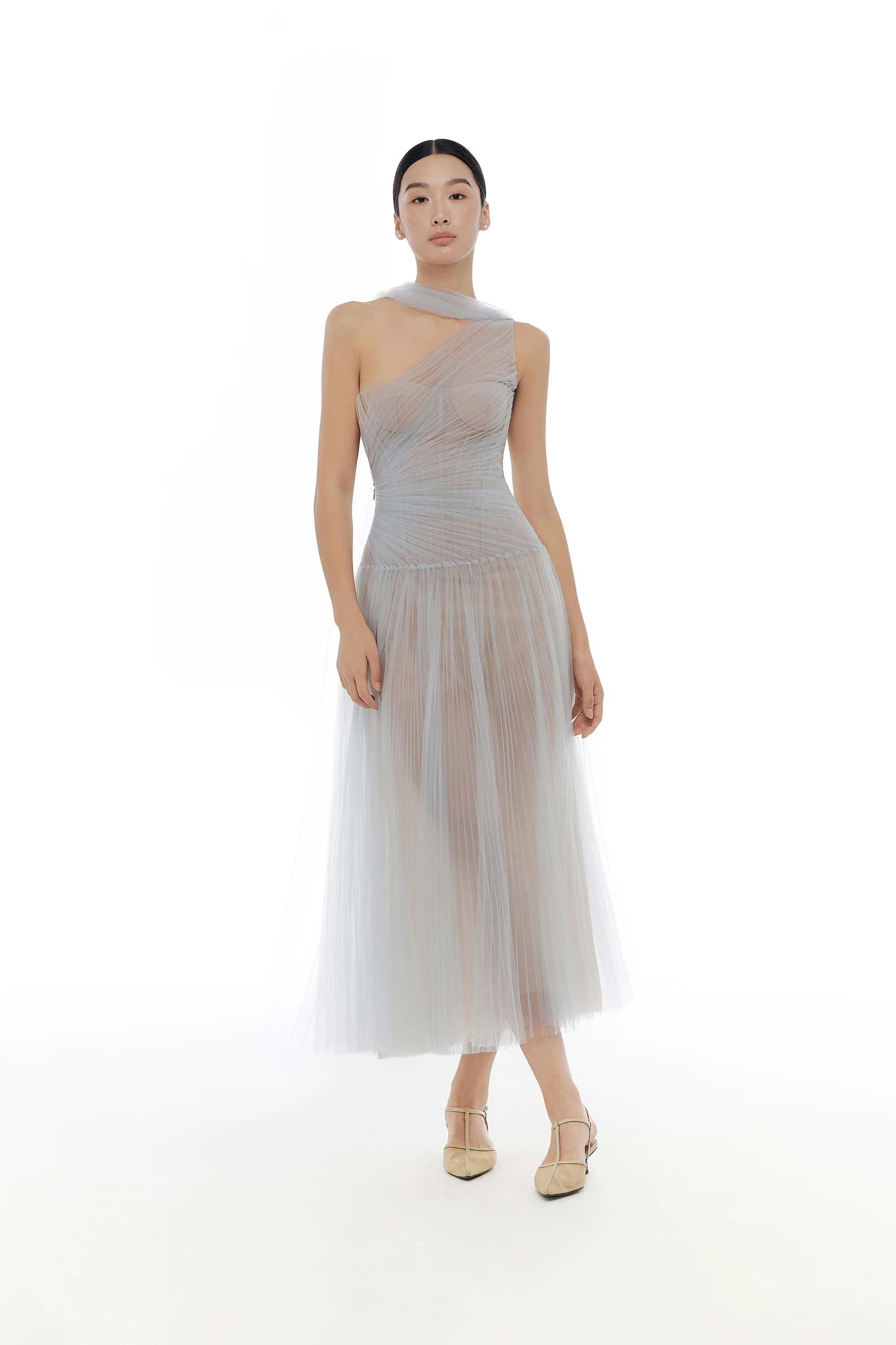 Montsand Draped Midi Dress-Blue