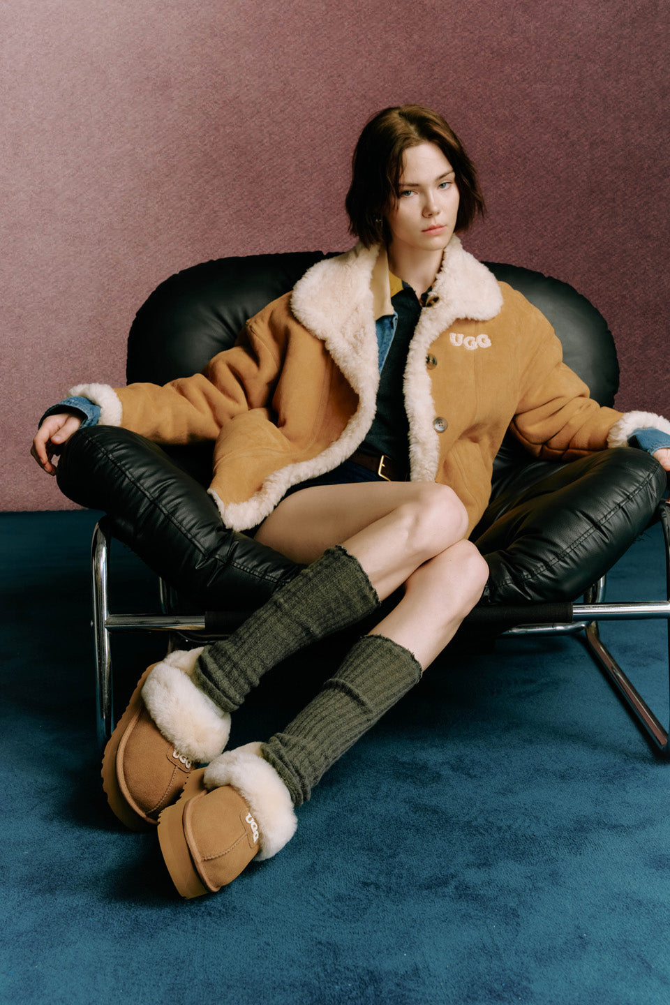 OZLANA UGG OZ3005 CLASSIC COQUETTE LOGO PLATFORM SLIPPER (DETACHABLE FEATURE)