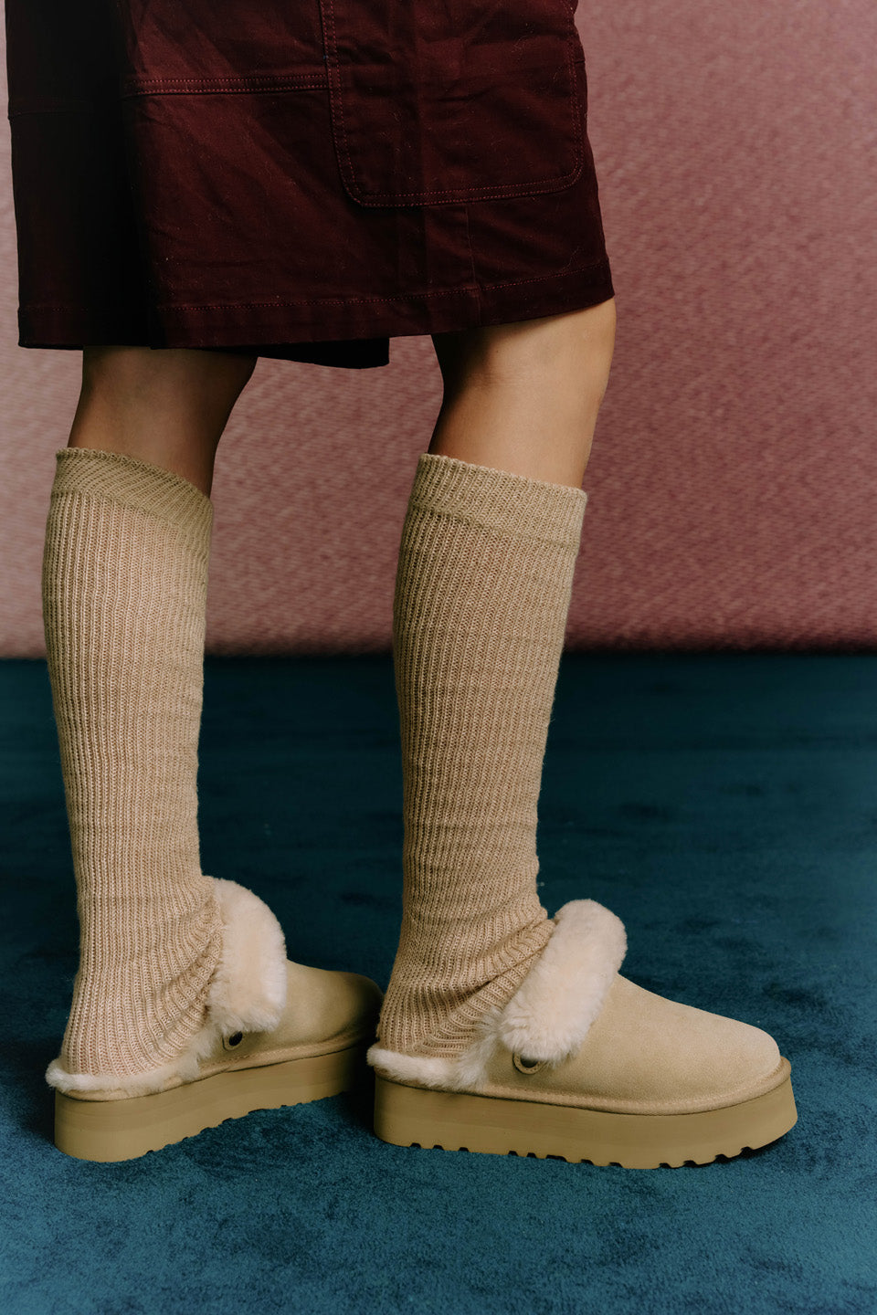 OZLANA UGG OZ3007 LOGO PLATFORM SLIPPER