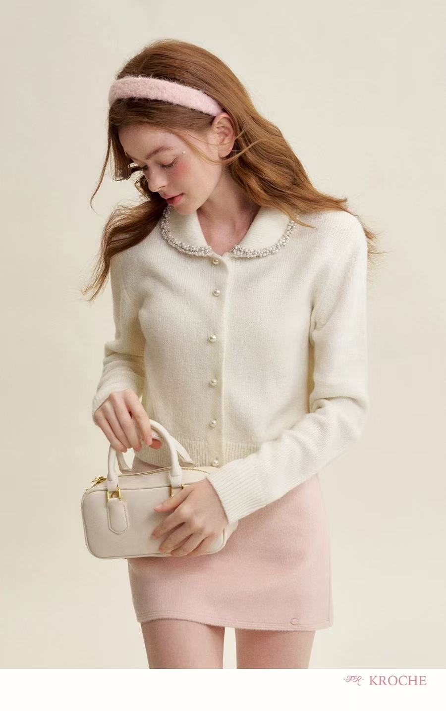 Kroche French pearl button cardigan