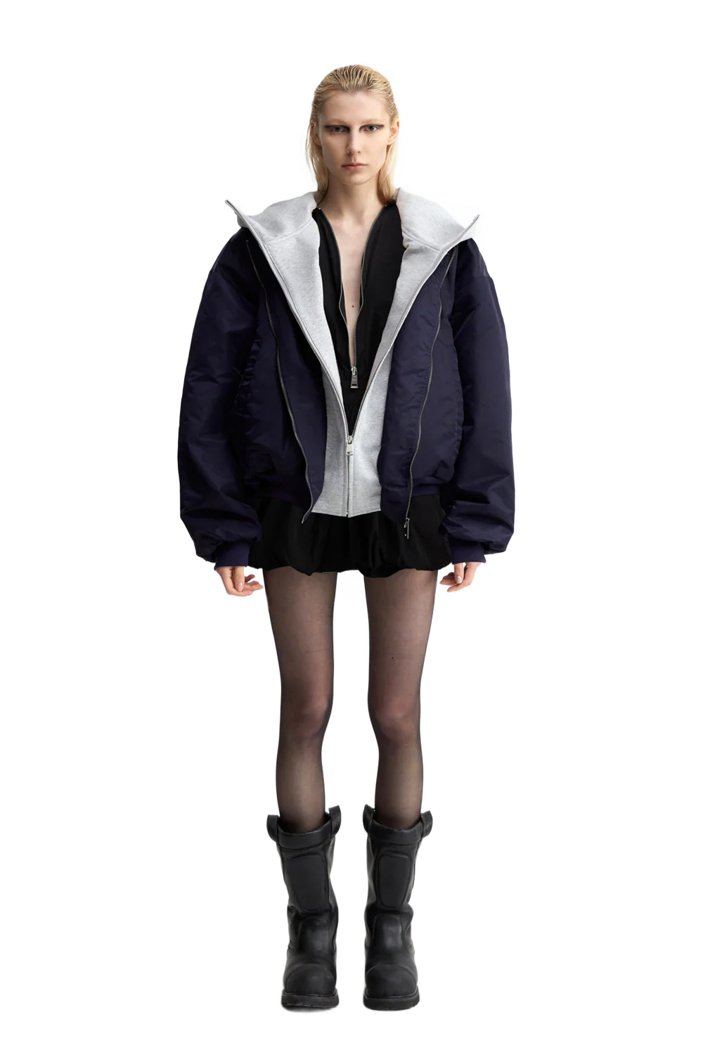 YJ1NGZYZJ Oversized Bomber Jacket In Blue